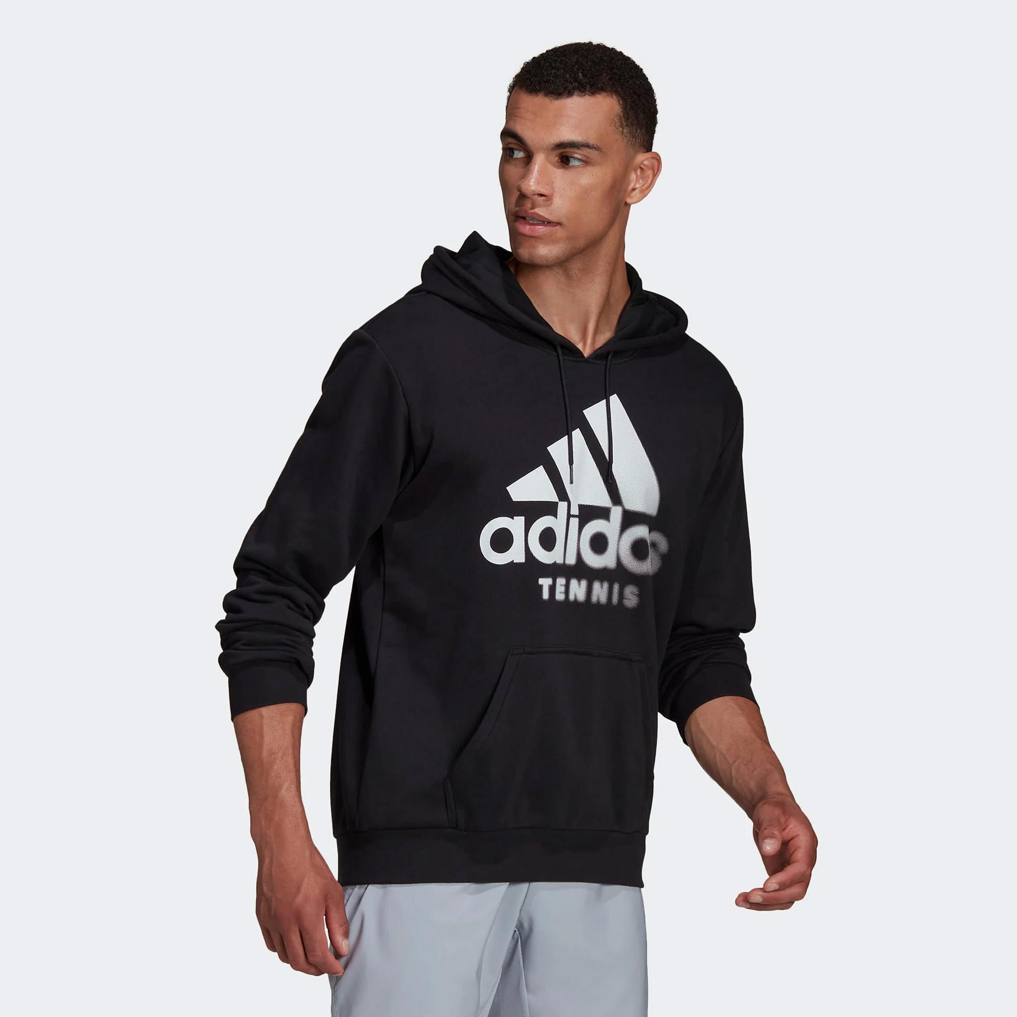 Adidas Mens Graphic Tennis Hoodie - Black - Tennisnuts.com