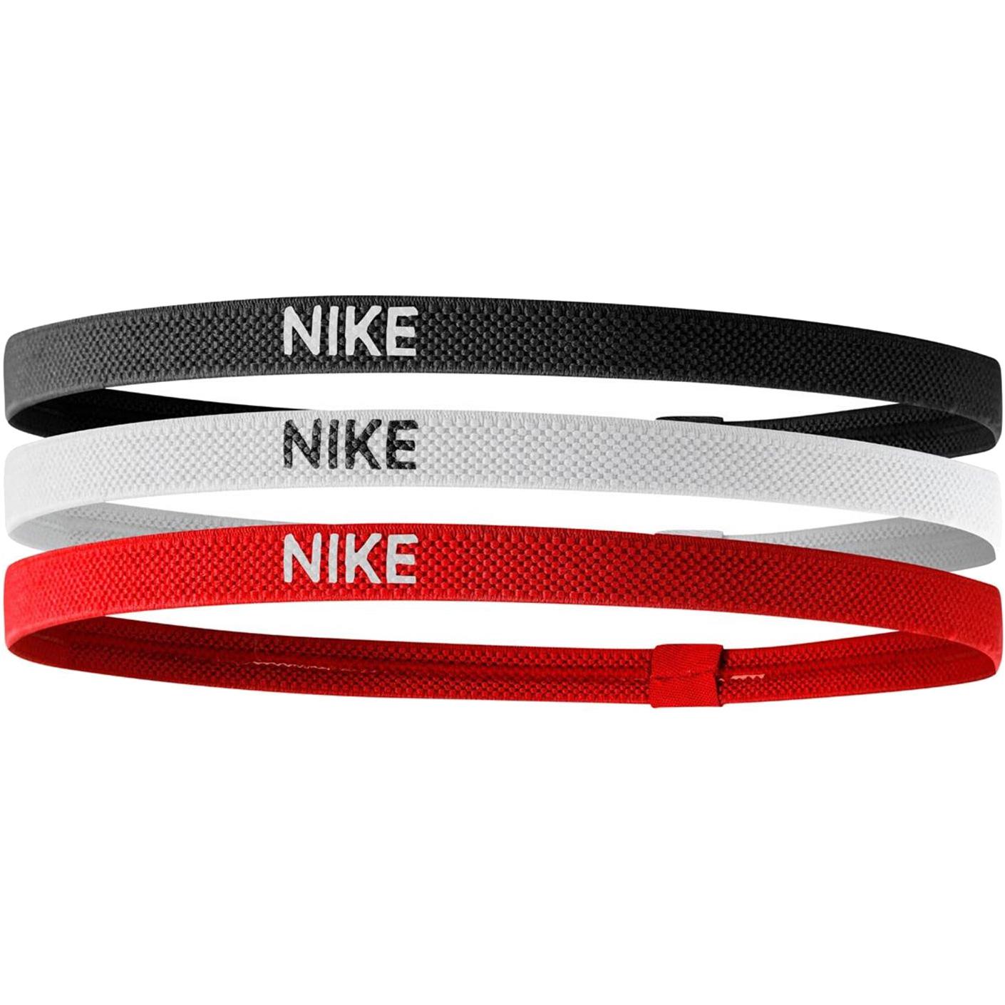 Nike Elastic Hairbands (Pack of 3) - Red/Black/White - Tennisnuts.com