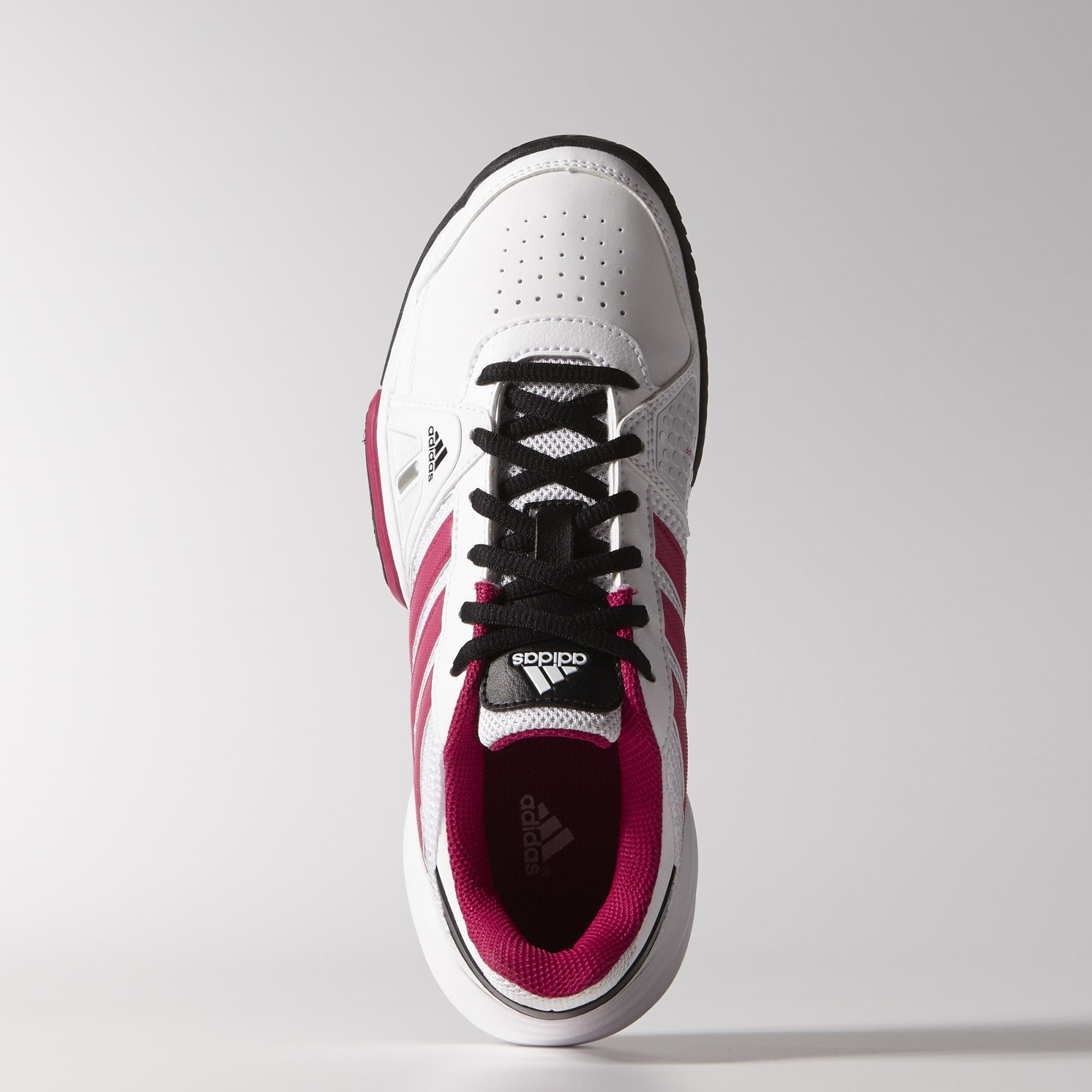 Adidas Girls Barricade Team 3 XJ Tennis Shoes - White/Bold Pink - Tennisnuts.com