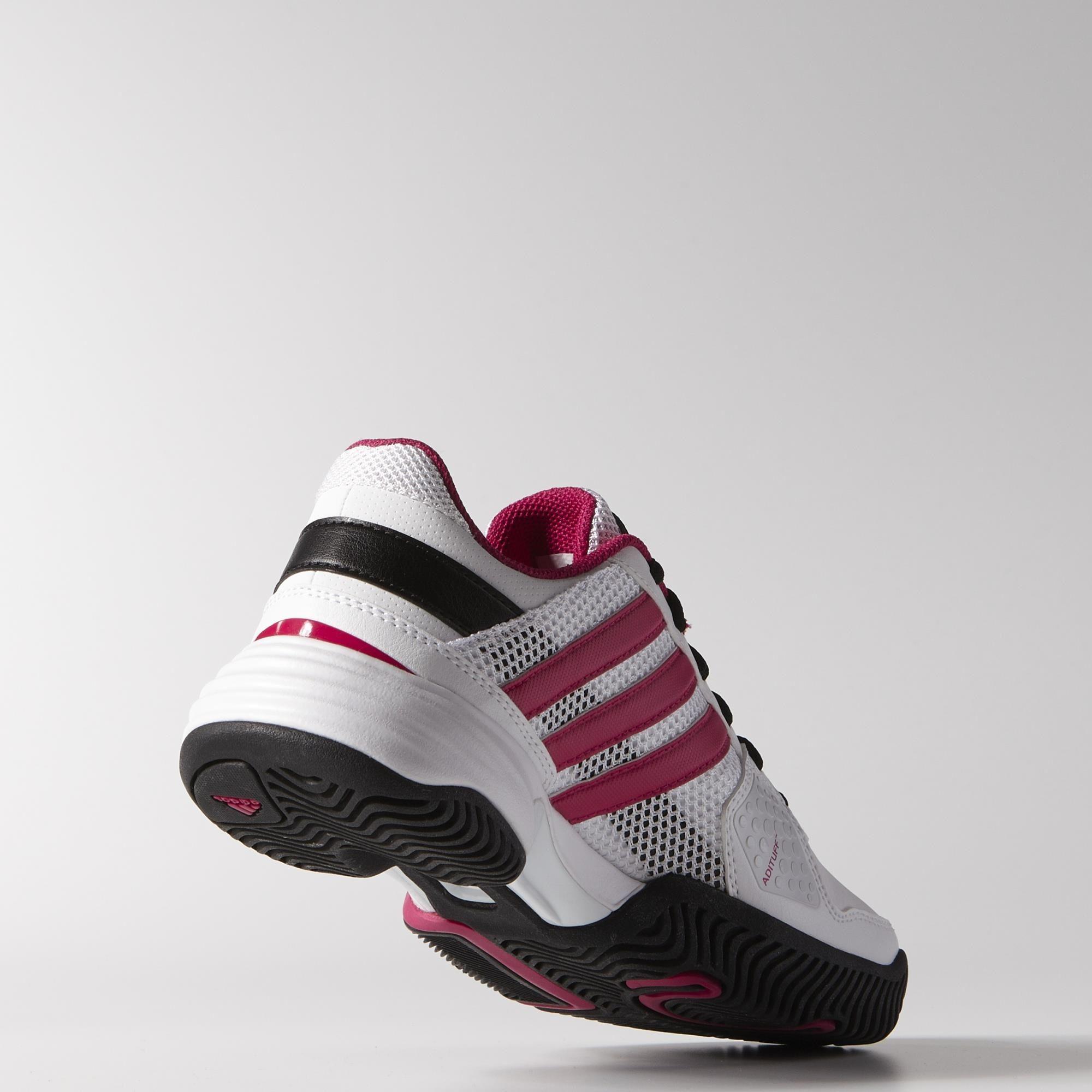 Adidas Girls Barricade Team 3 XJ Tennis Shoes - White/Bold Pink - Tennisnuts.com