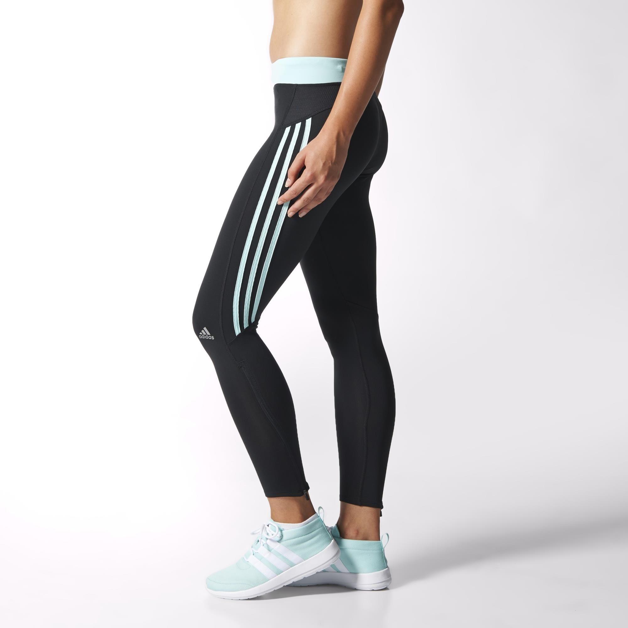 Adidas Womens Response Long Tights - Black/Frost Mint - Tennisnuts.com