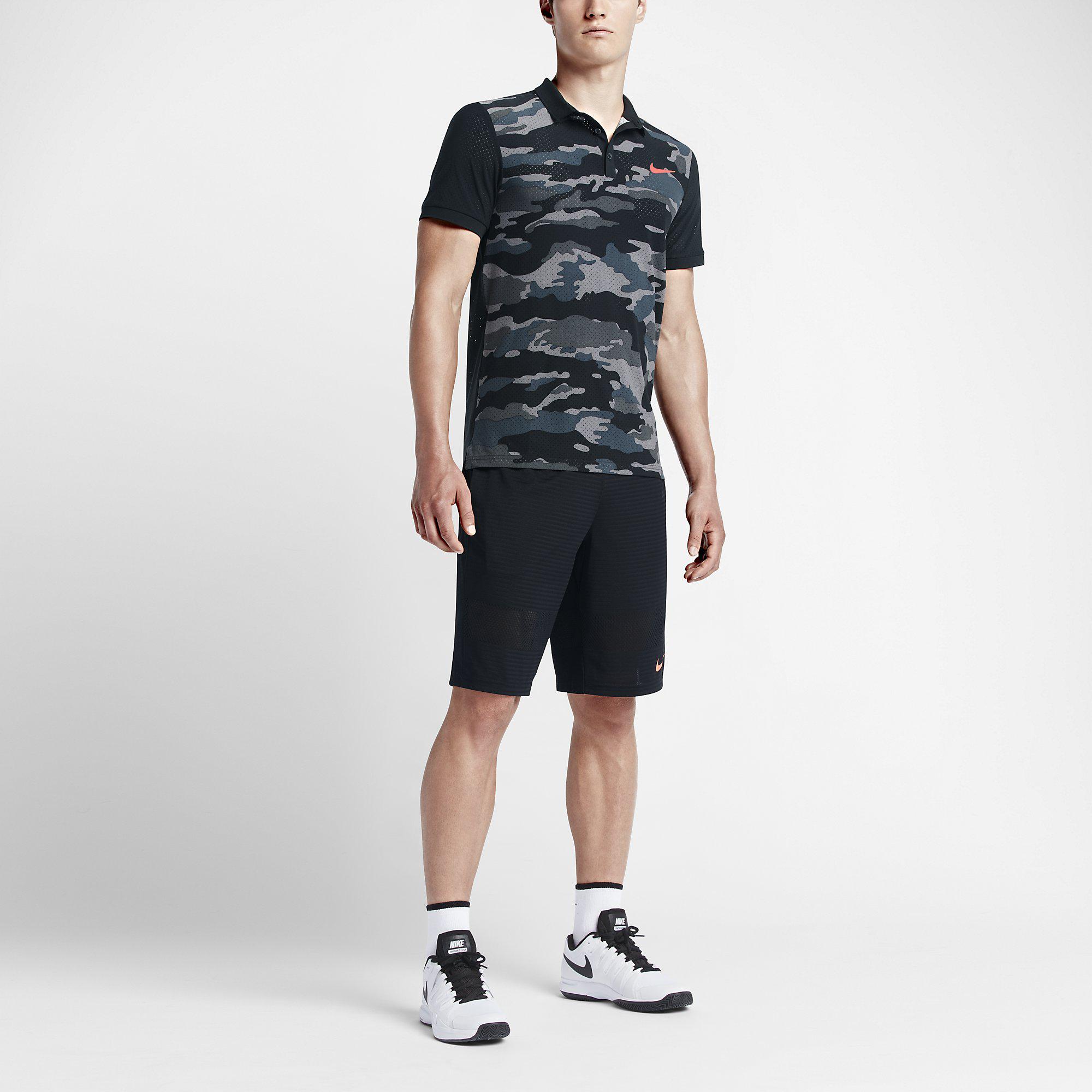 Nike Mens Advantage Breathe Polo - Black/Camouflage - Tennisnuts.com