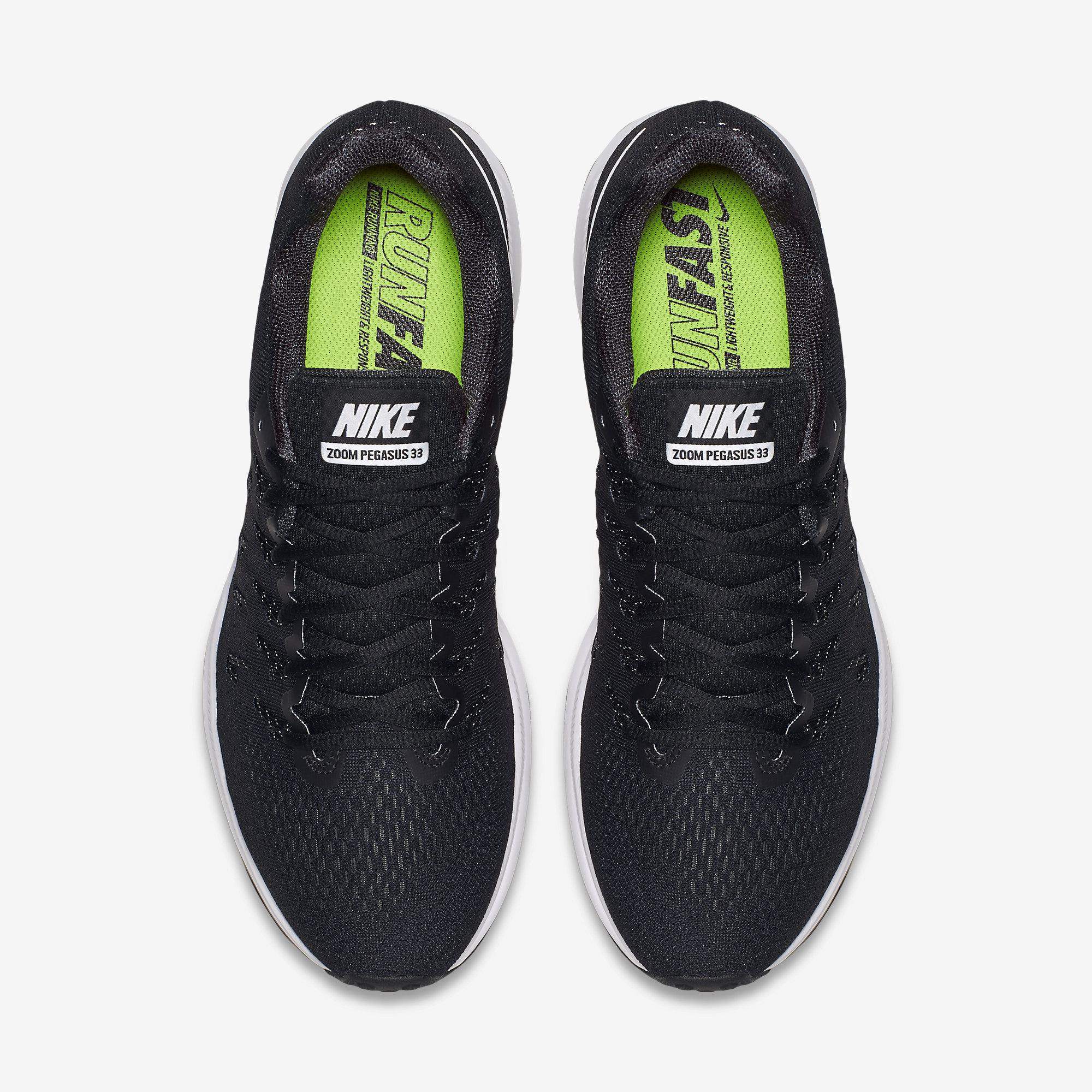 Nike Mens Air Zoom Pegasus 33 Running Shoes - Black - Tennisnuts.com