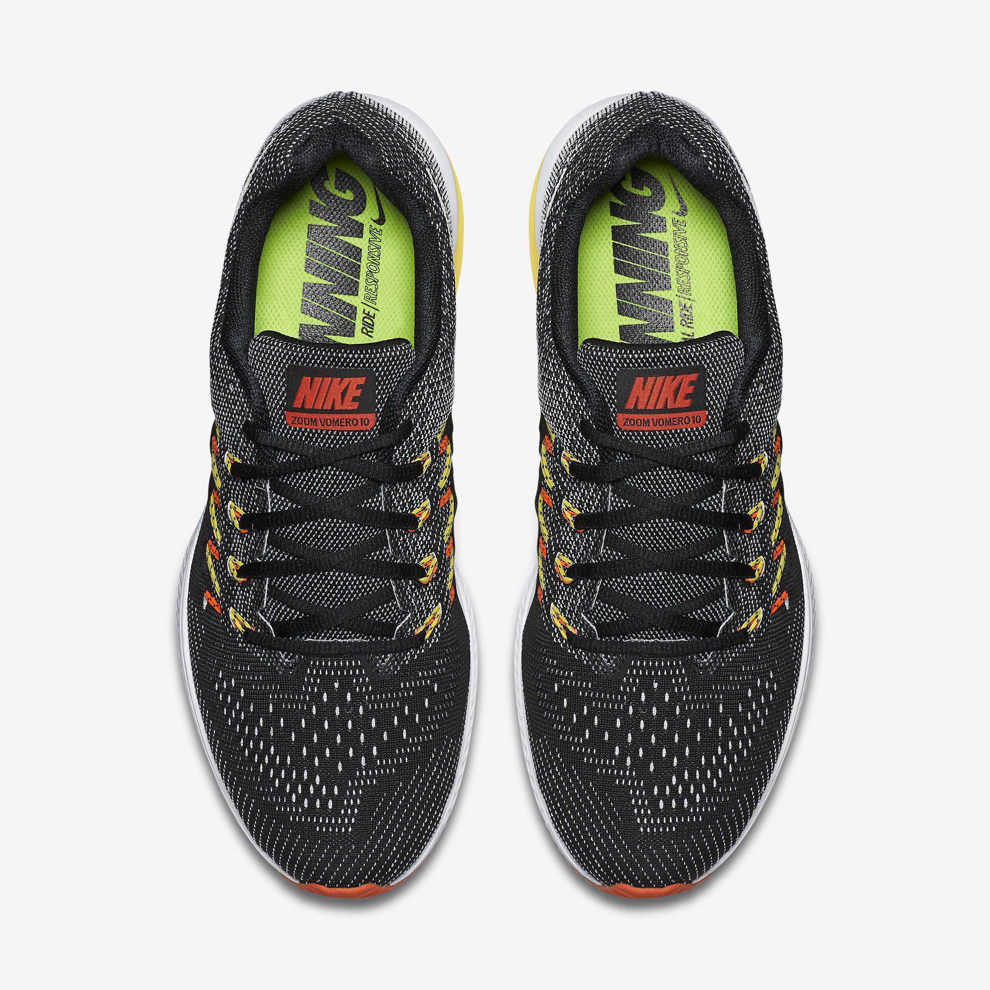 Nike Mens Air Zoom Vomero 10 Running Shoes - Black/Total Crimson ...