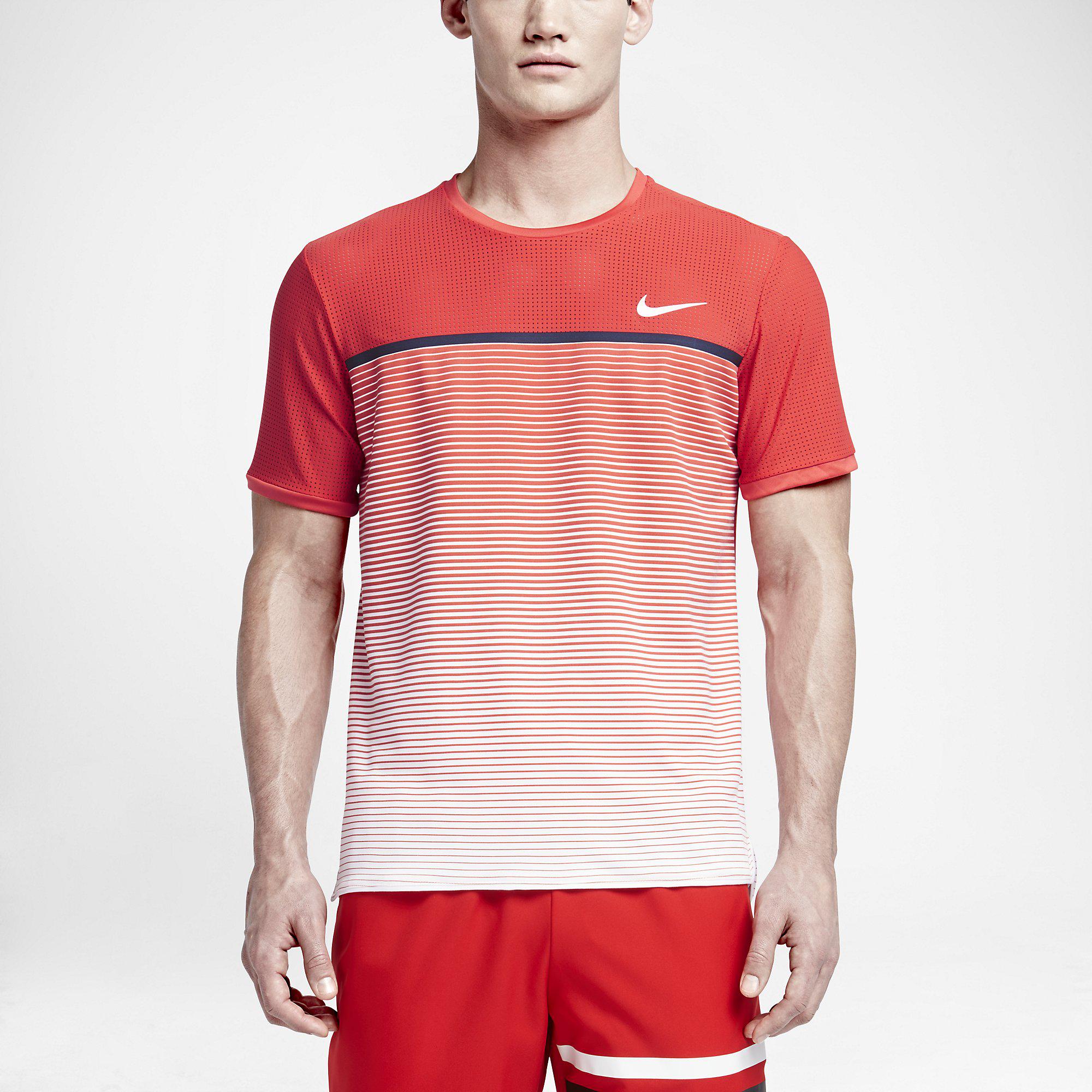 Nike Mens Challenger Premier Crew - Light Crimson/White - Tennisnuts.com