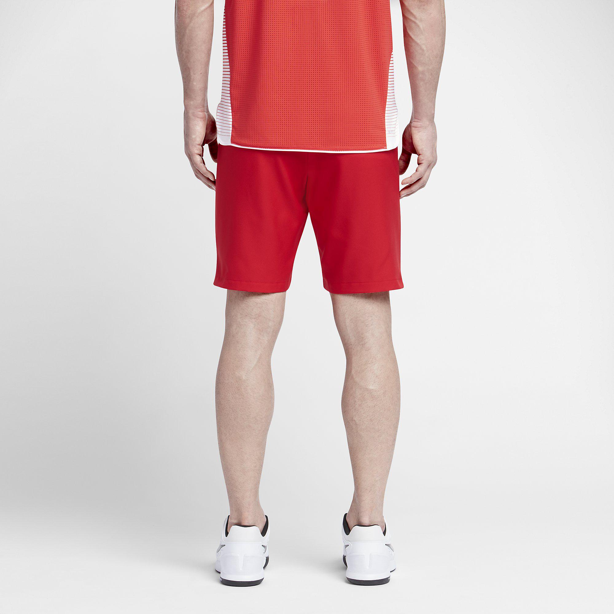 Nike Mens Court Graphic 9 Inch Tennis Shorts University Red
