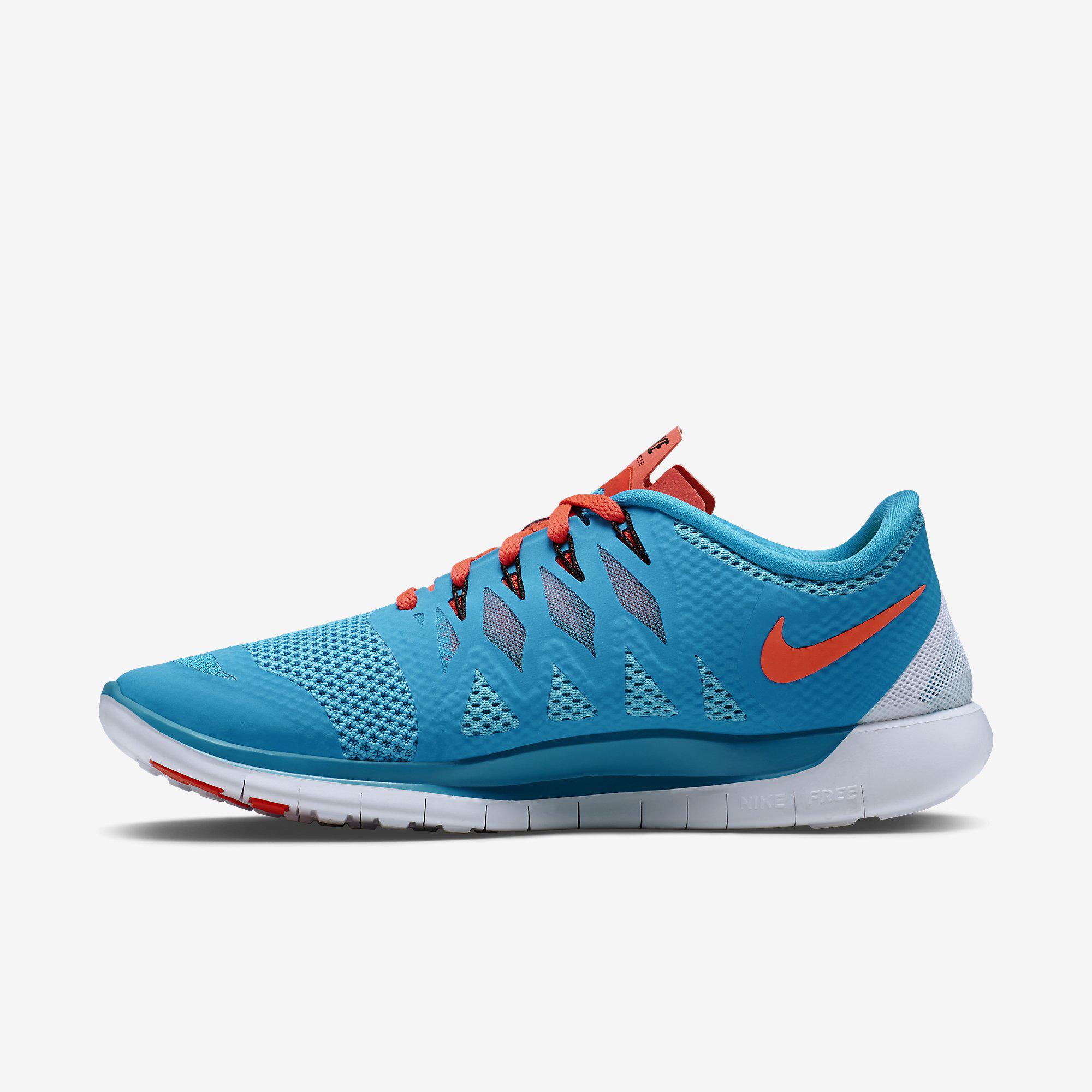 Nike Mens Free 5.0+ Running Shoes - Blue Lagoon/Bright Crimson ...