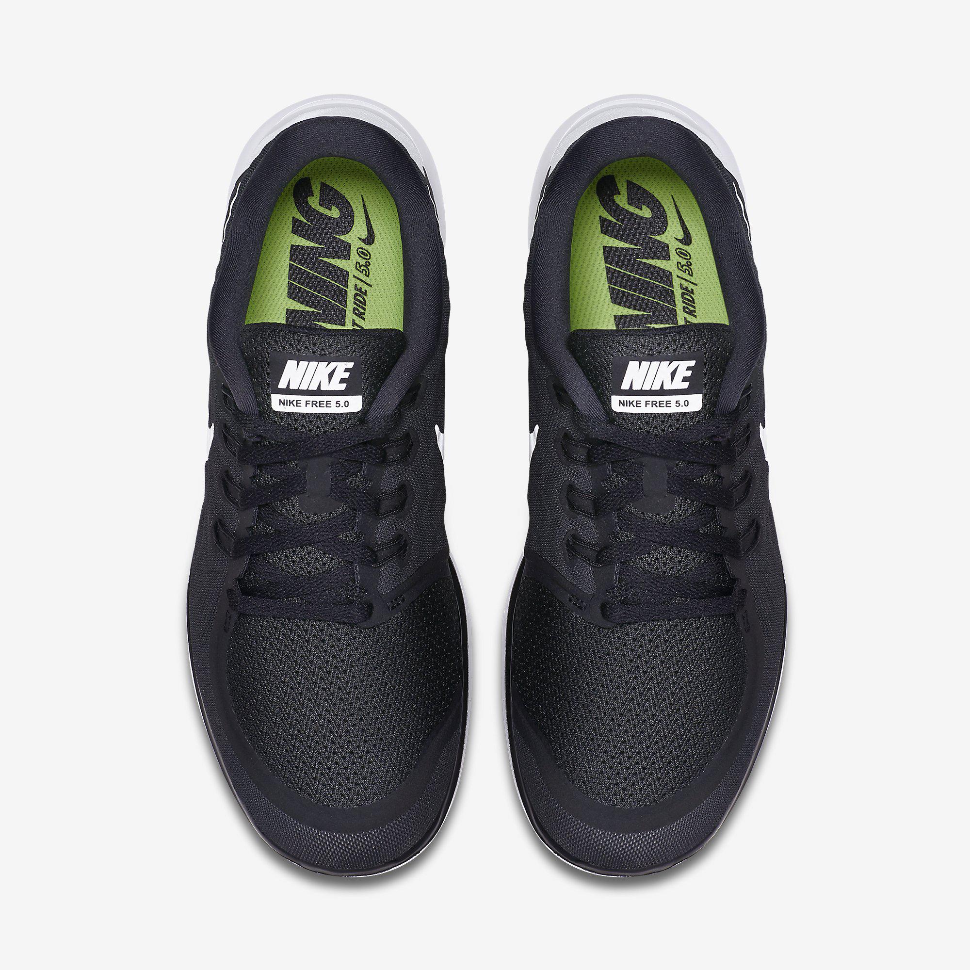 Nike Mens Free 5.0+ Running Shoes - Black/White - Tennisnuts.com