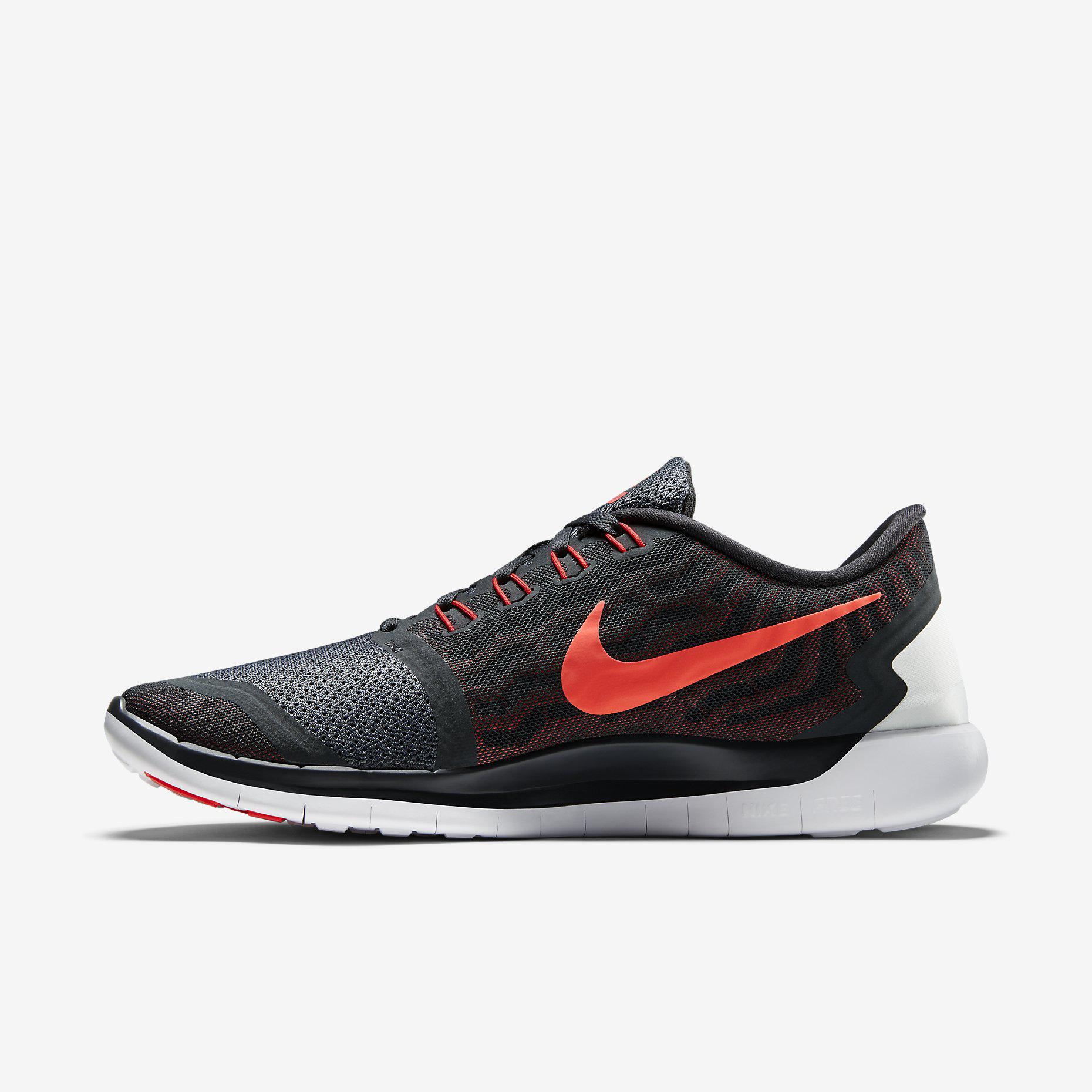 Nike Mens Free 5.0+ Running Shoes - Anthracite/Bright Crimson ...