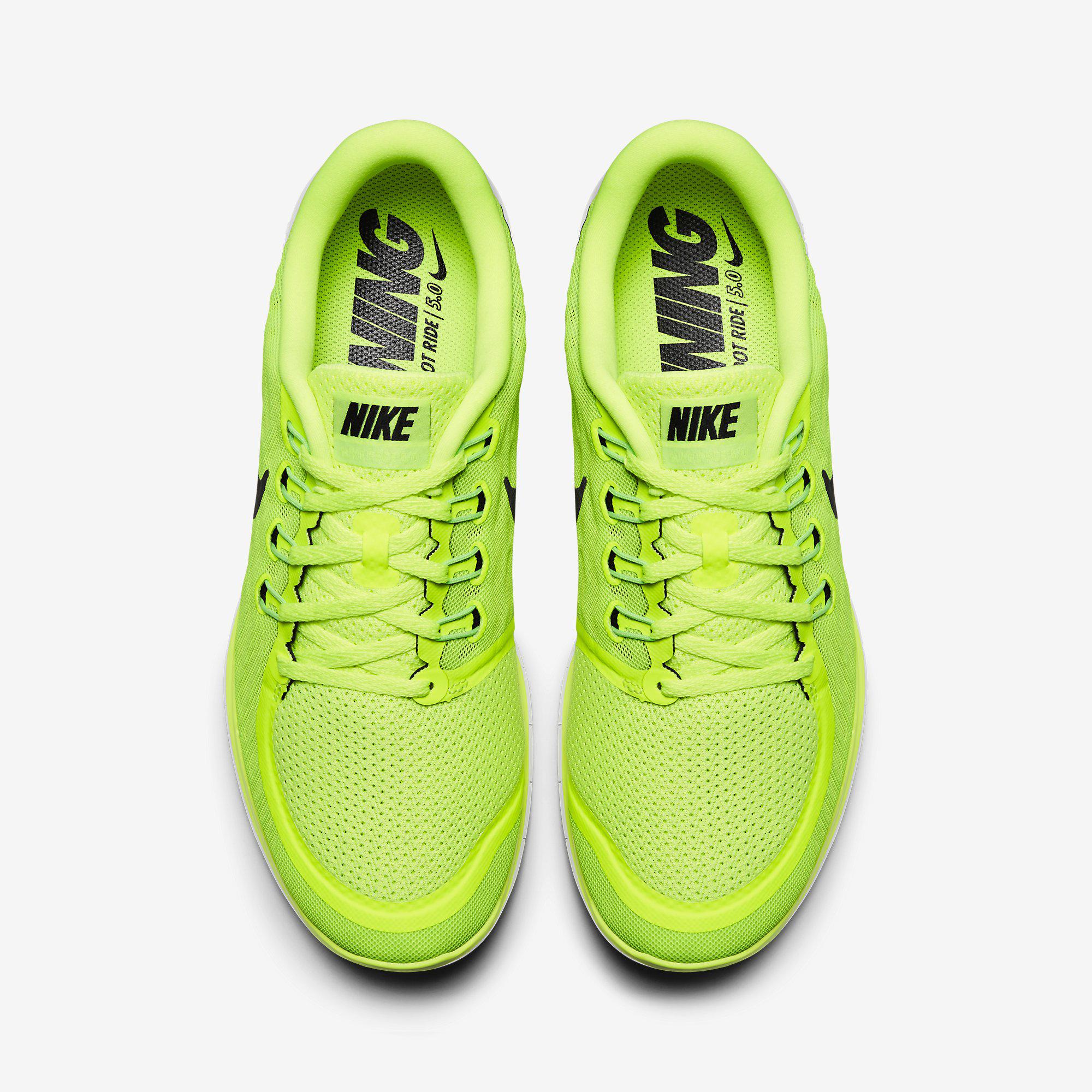 Nike Mens Free 5.0+ Running Shoes Volt/Electric Green