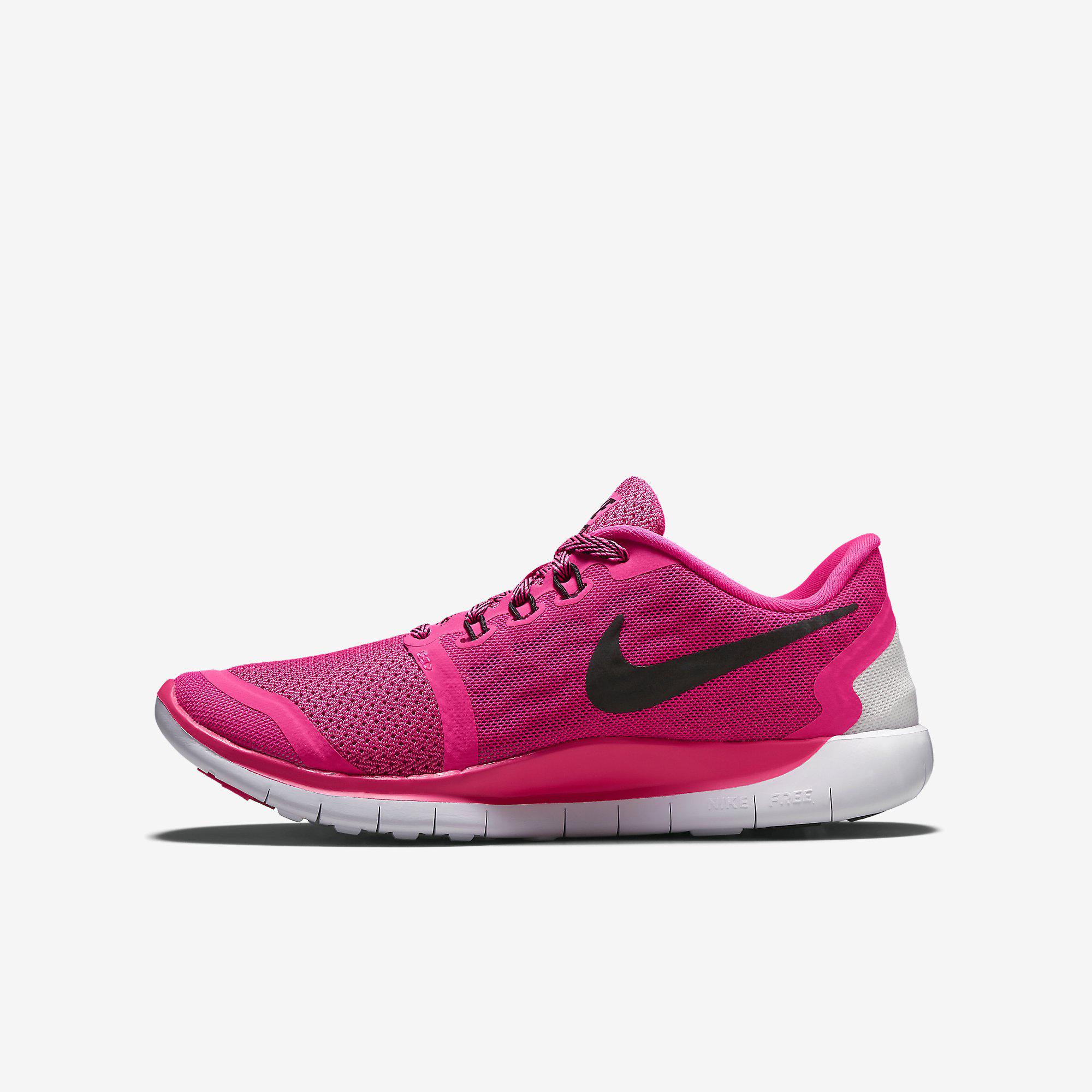 Nike Girls Free 5.0 Running Shoes Pink Pow/Vivid Pink