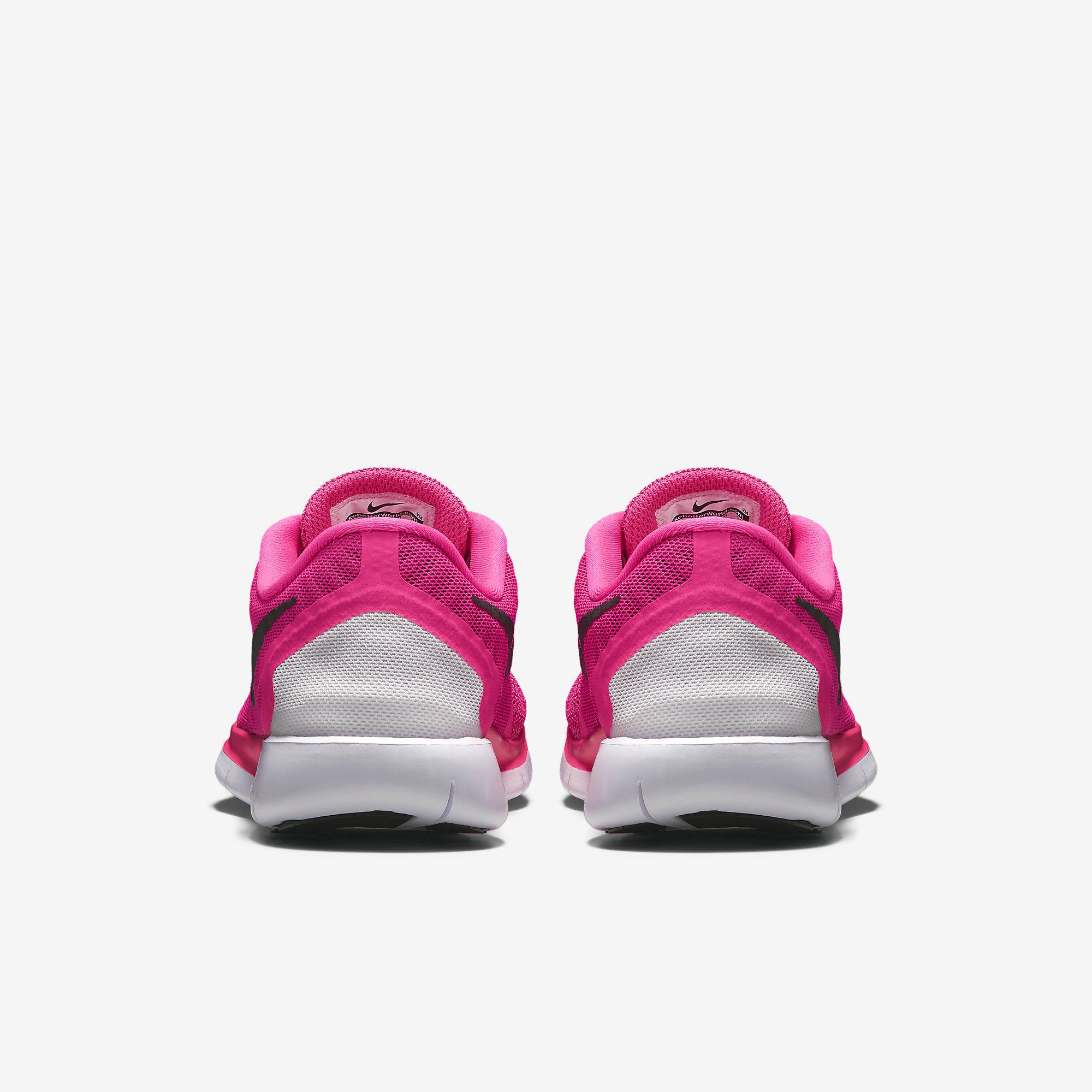 Nike Girls Free 5.0 Running Shoes - Pink Pow/Vivid Pink - Tennisnuts.com