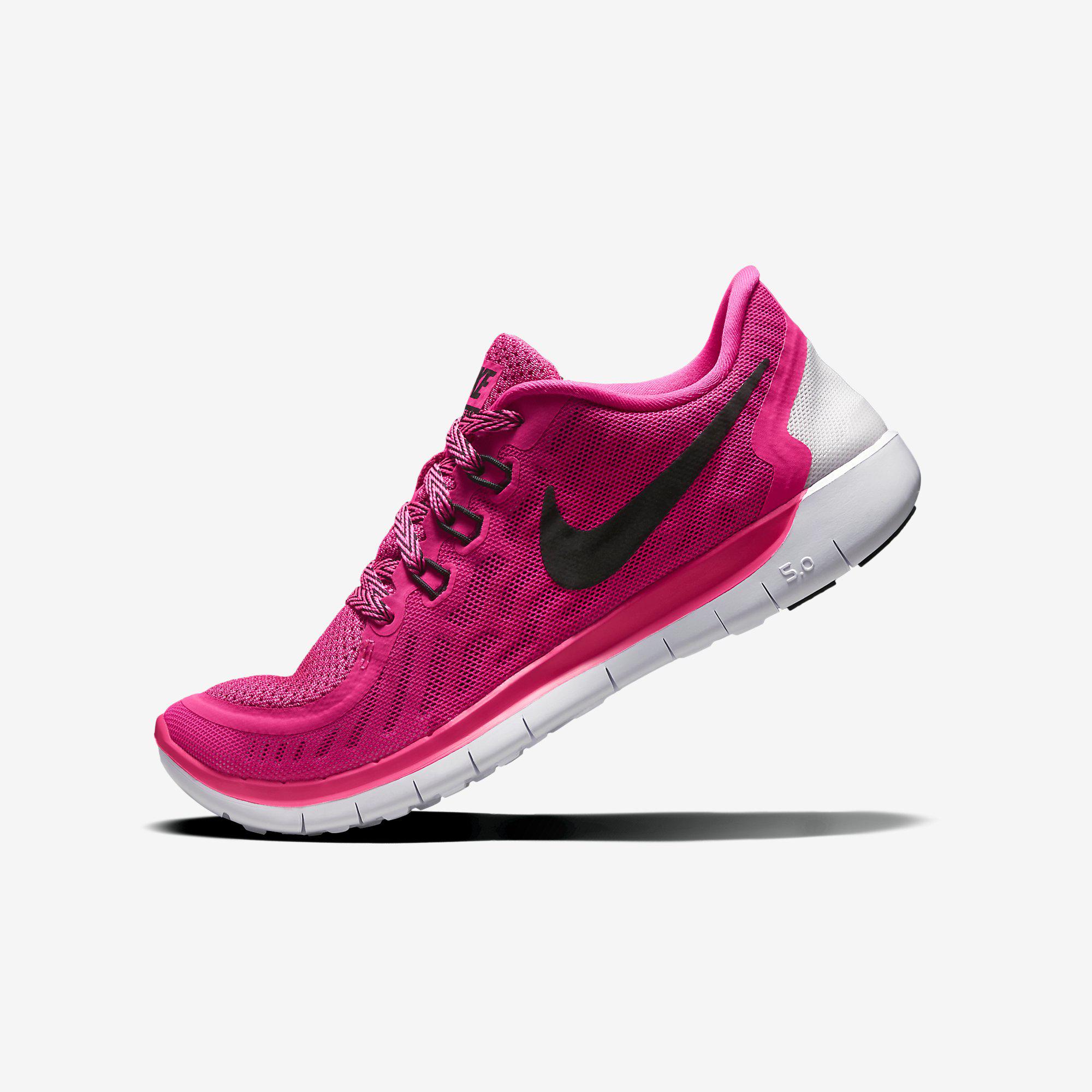 Nike Girls Free 5.0 Running Shoes - Pink Pow/Vivid Pink - Tennisnuts.com