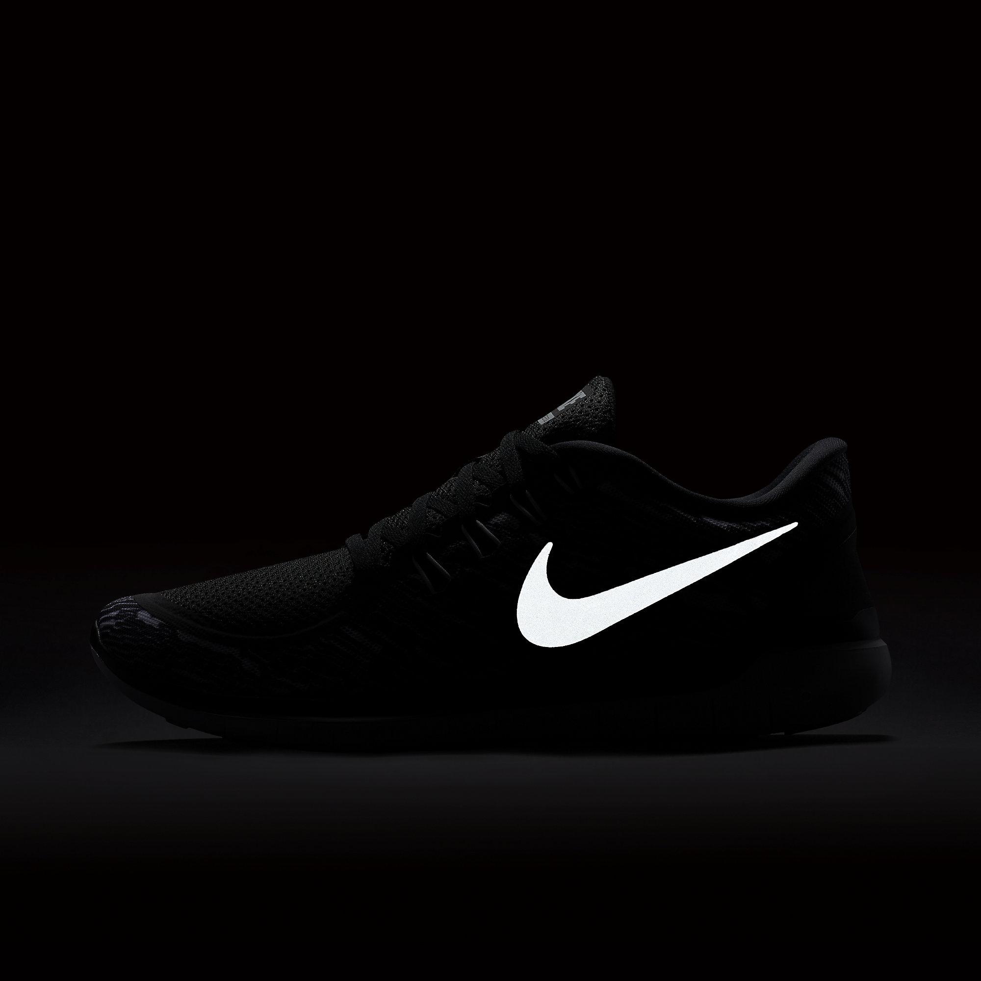 Nike Mens Free 5.0 Print Running Shoes - Black/White - Tennisnuts.com