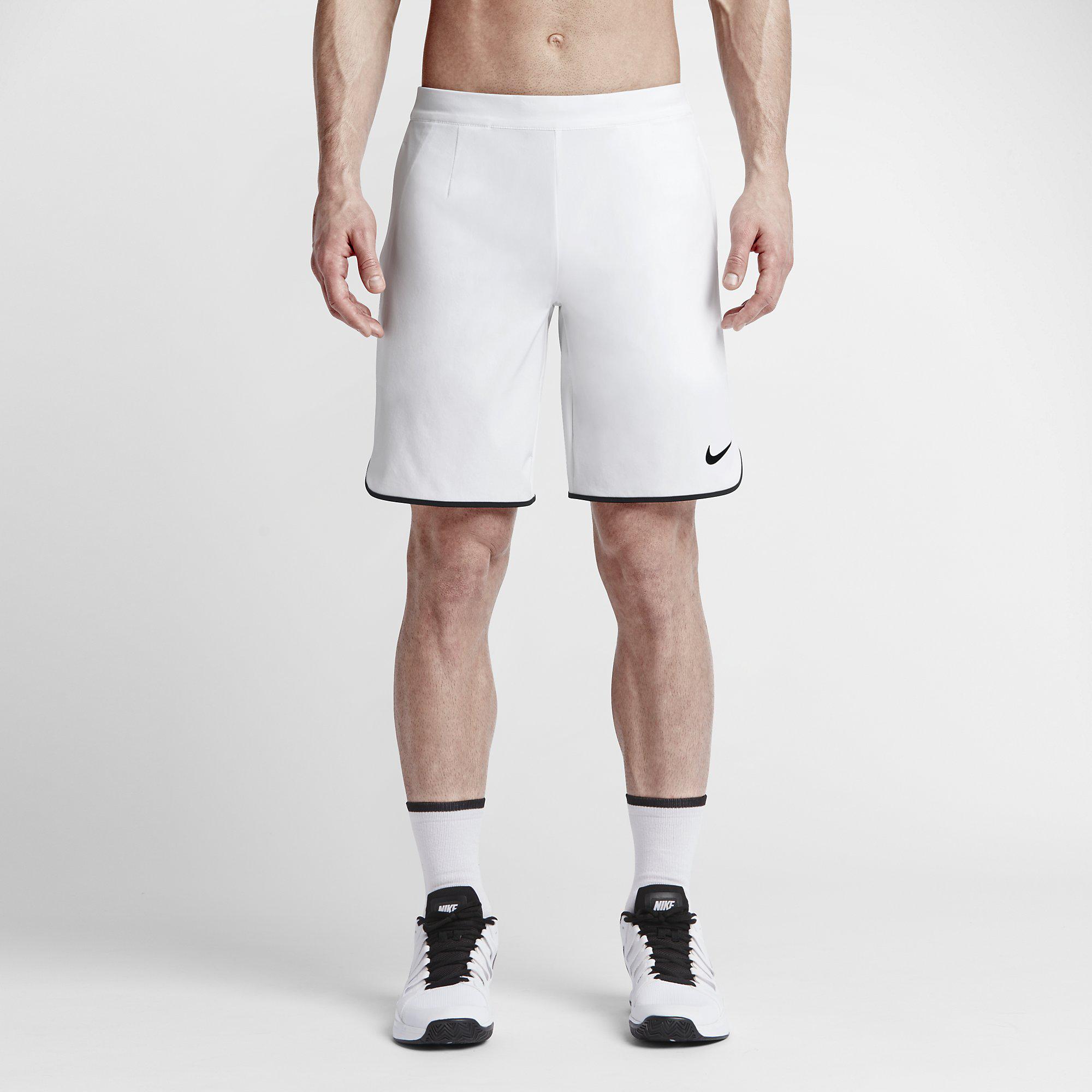 Nike Mens Flex Gladiator 9 Inch Shorts - White - Tennisnuts.com