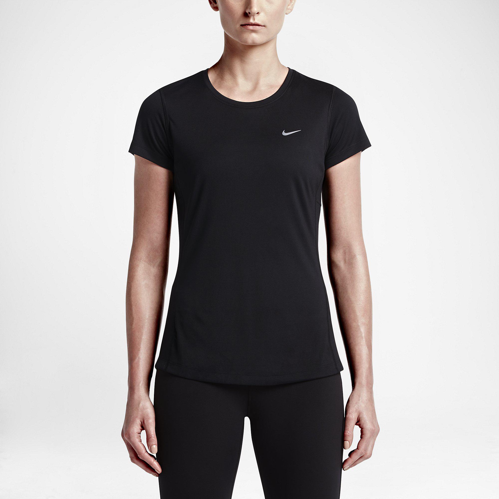 Nike Womens Miler Short Sleeve Top - Black - Tennisnuts.com