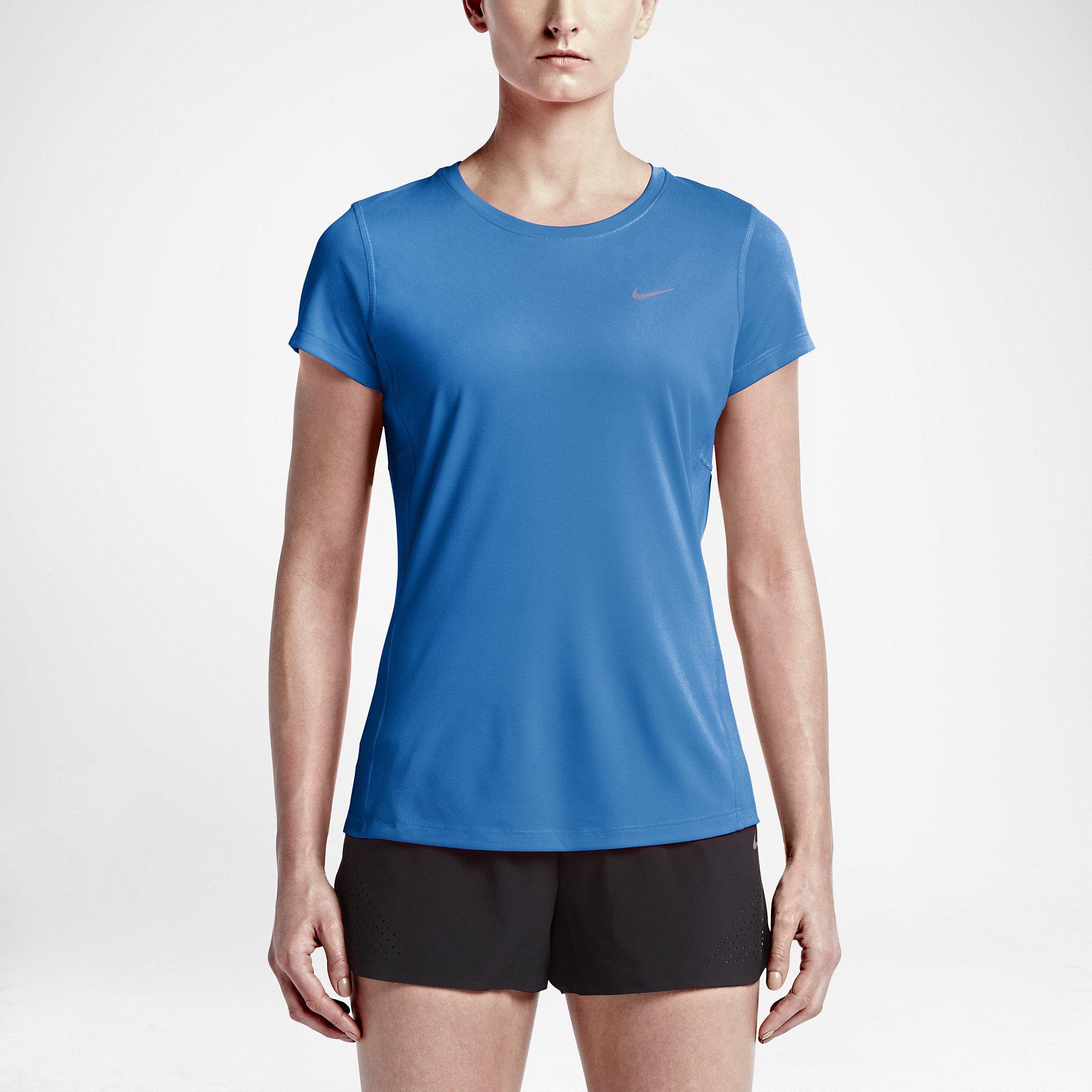 Nike Womens Miler Short Sleeve Top - Blue - Tennisnuts.com