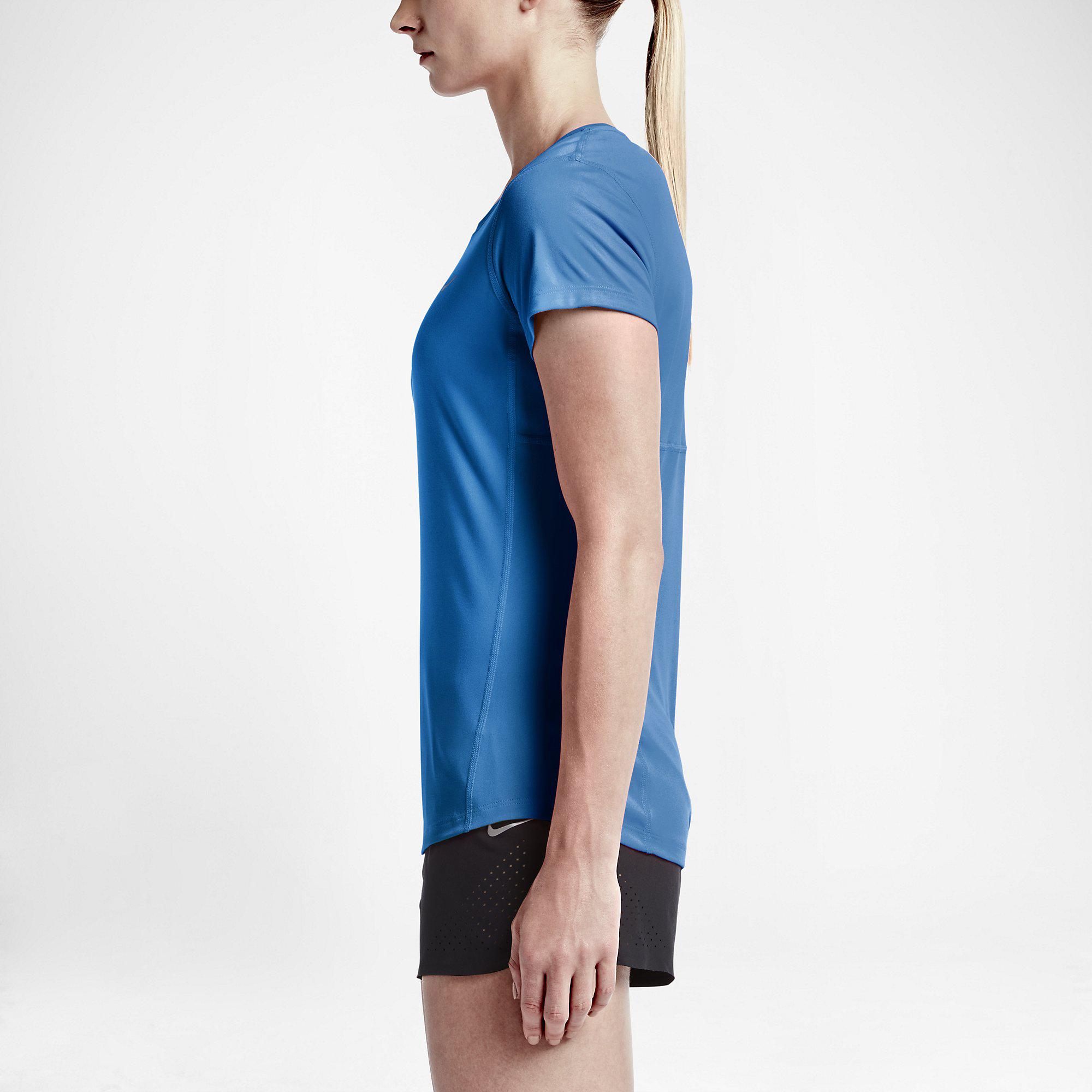 Nike Womens Miler Short Sleeve Top - Blue - Tennisnuts.com