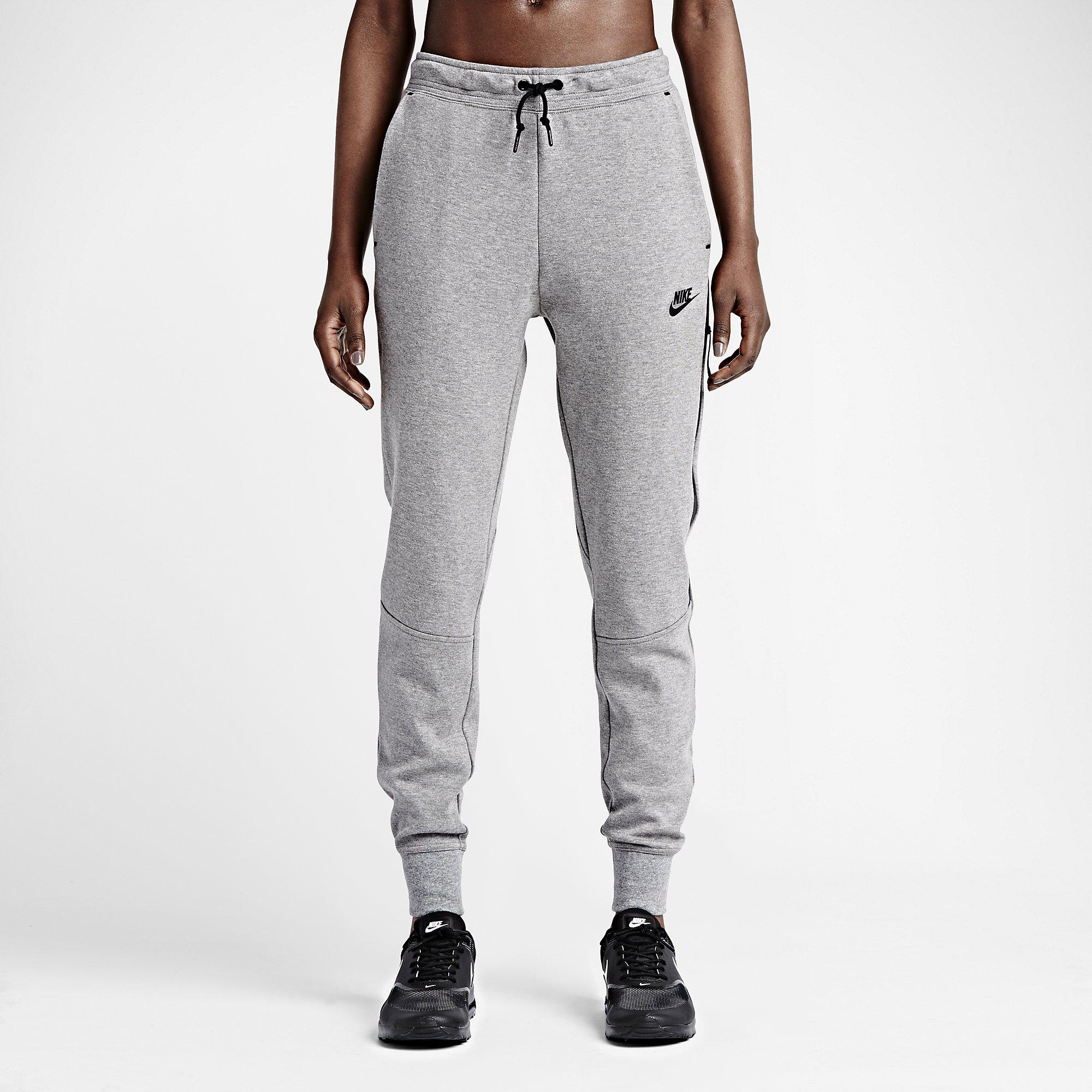 Nike Womens Tech Fleece Pants - Carbon Heather/Black - Tennisnuts.com