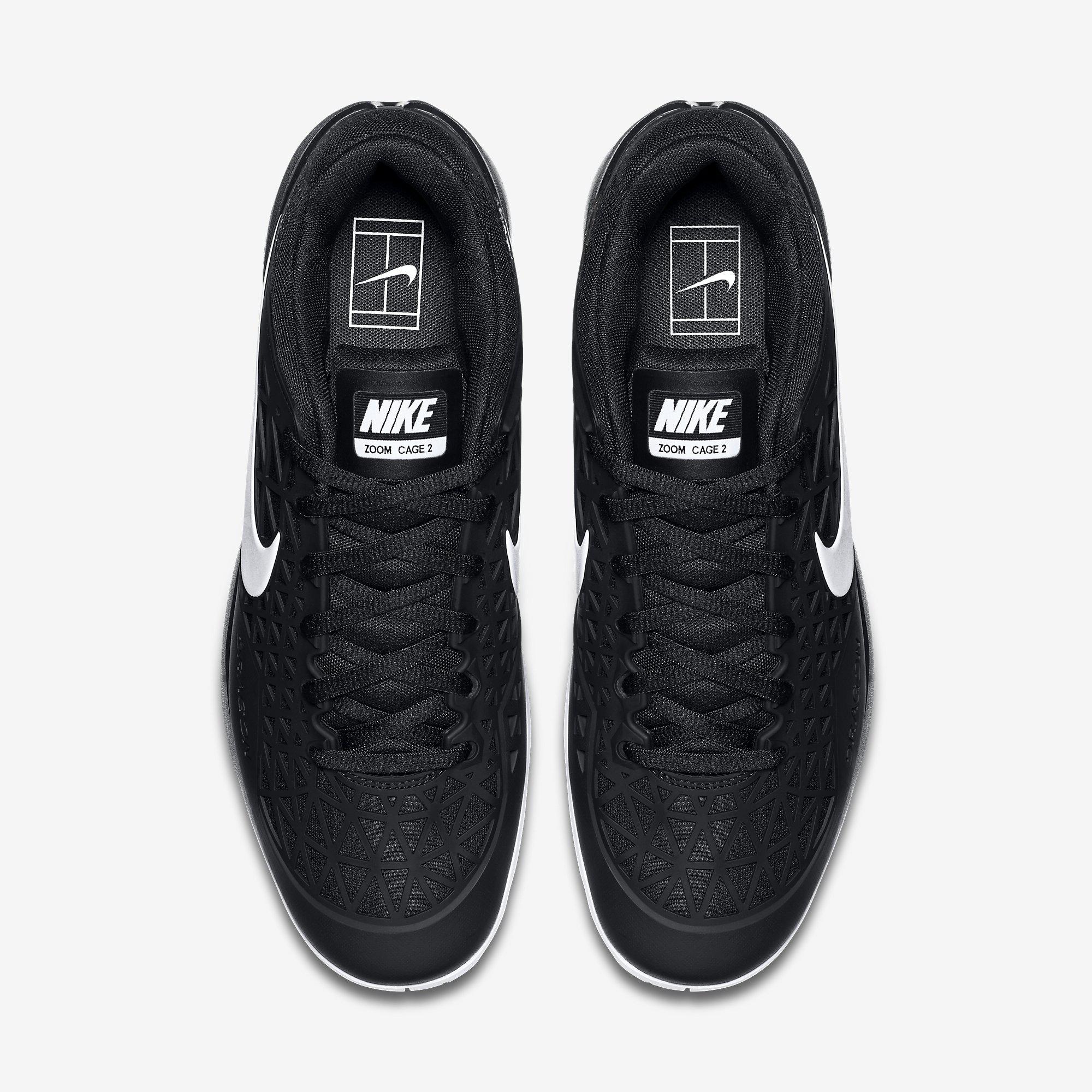 Nike Mens Zoom Cage 2 Tennis Shoes - Black/White - Tennisnuts.com