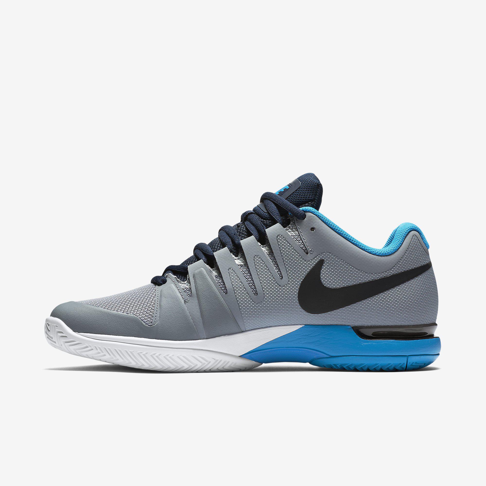 Nike Mens Zoom Vapor 9.5 Tour Tennis Shoes - Grey/Blue - Tennisnuts.com