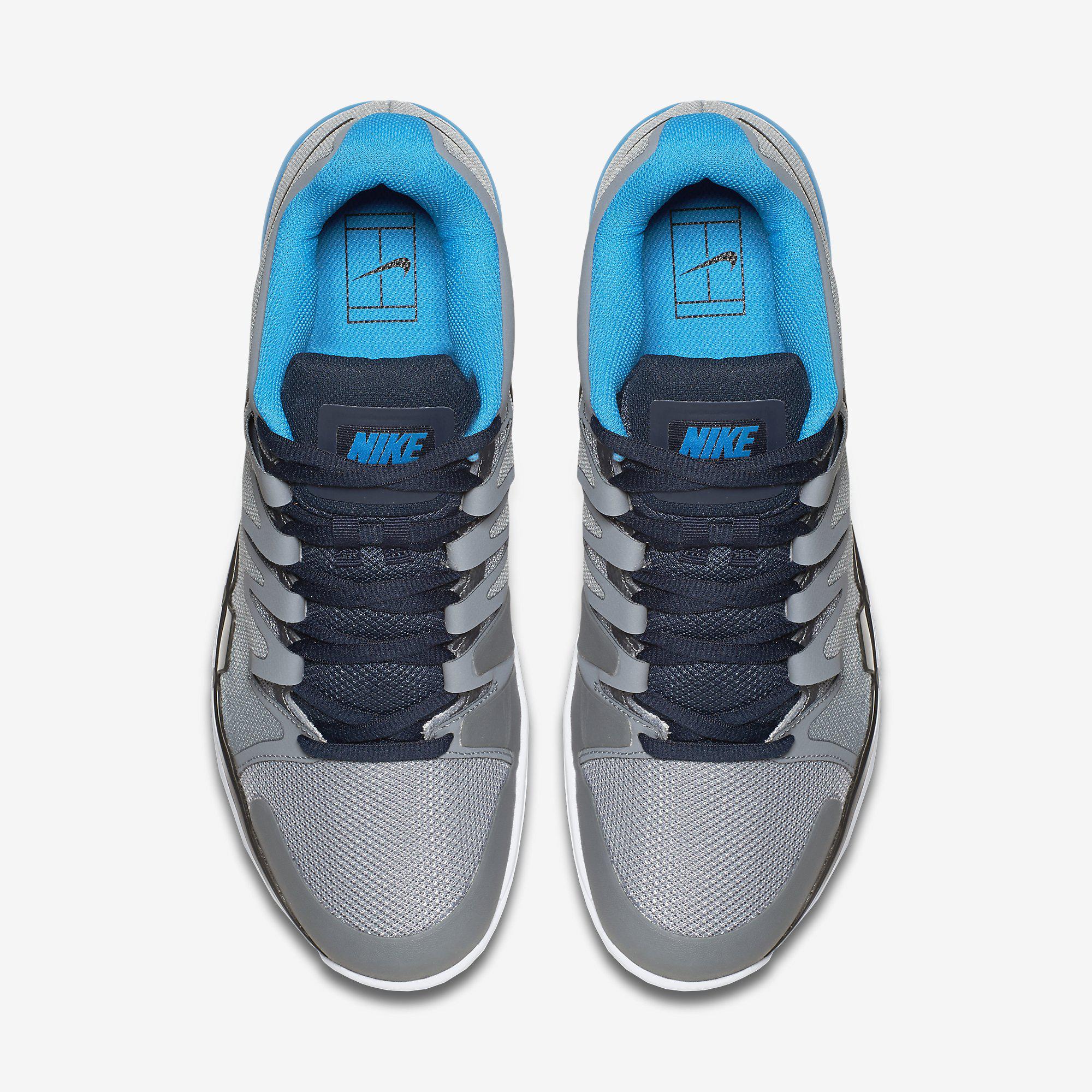 Nike Mens Zoom Vapor 9.5 Tour Tennis Shoes - Grey/Blue - Tennisnuts.com