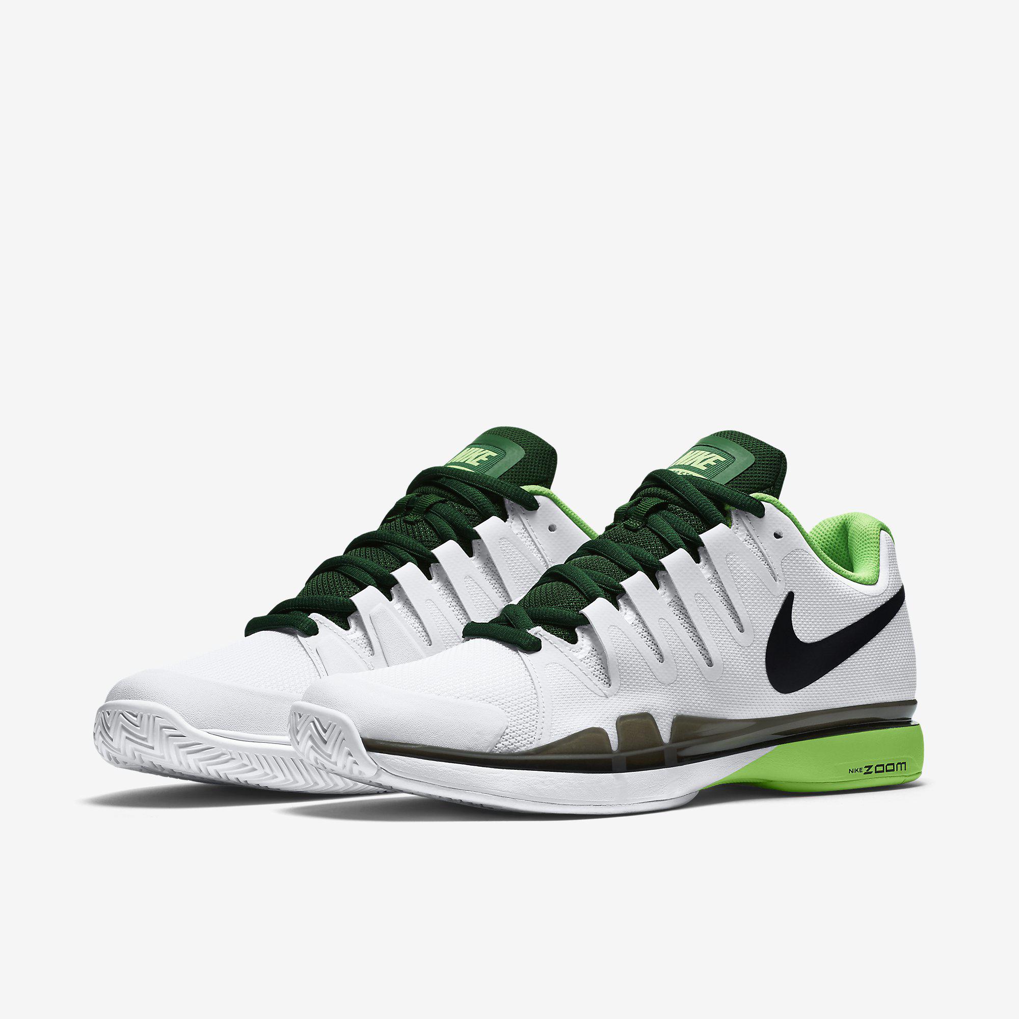 Nike Mens Zoom Vapor 9.5 Tour Tennis Shoes - White/Black/Green