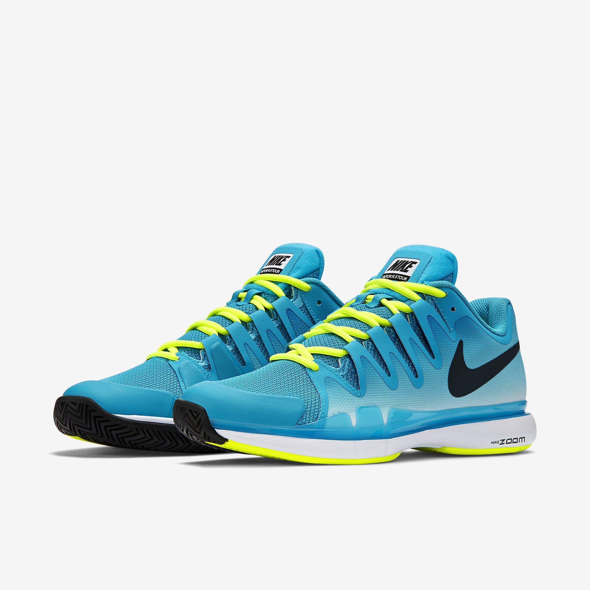 Nike Mens Zoom Vapor 9.5 Tour Tennis Shoes - Blue/Yellow - Tennisnuts.com