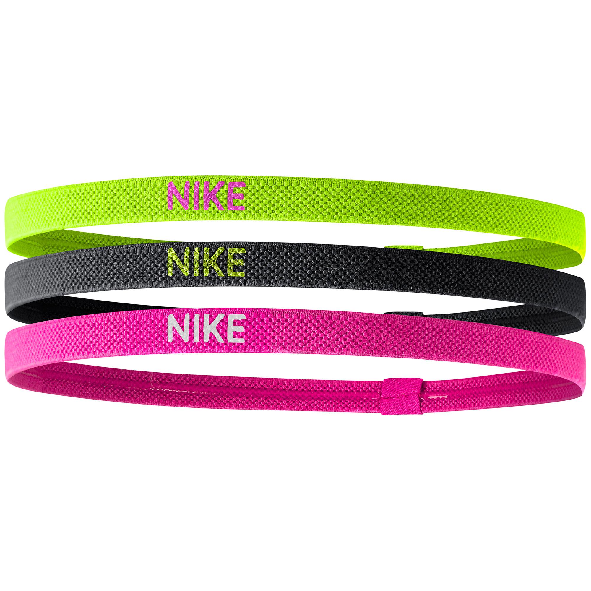 Nike Elastic Hairbands (Pack of 3) Yellow/Black/Pink