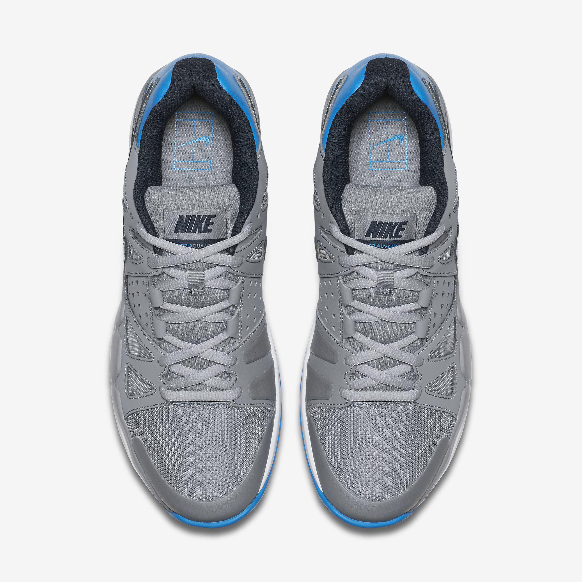 Nike Mens Air Vapor Advantage Tennis Shoes - Grey/Blue - Tennisnuts.com