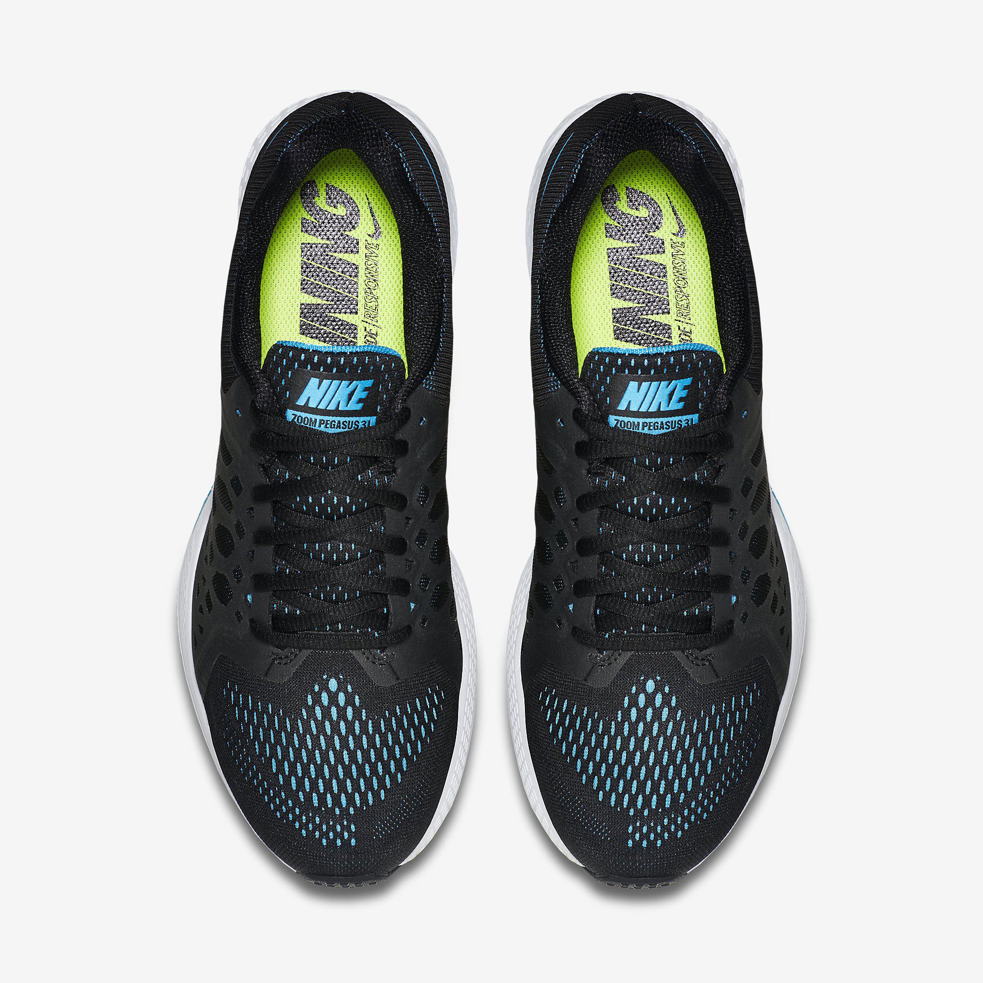 Nike Mens Air Zoom Pegasus+31 Running Shoes Black/White/Blue Nike Mens Air Zoom Pegasus+31 Running Shoes Black/White/Blue