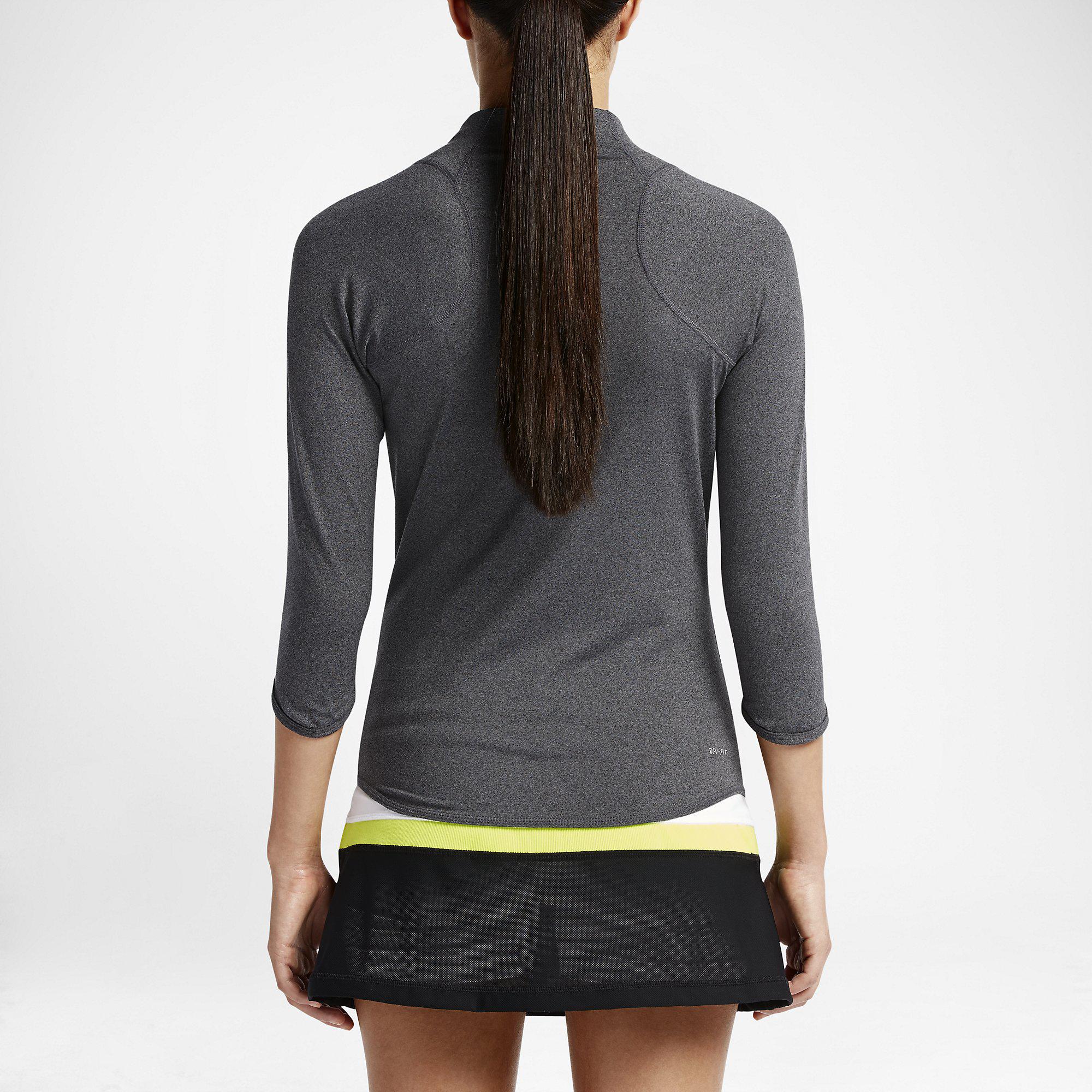 Nike Womens Baseline Half-Zip Top - Dark Grey - Tennisnuts.com