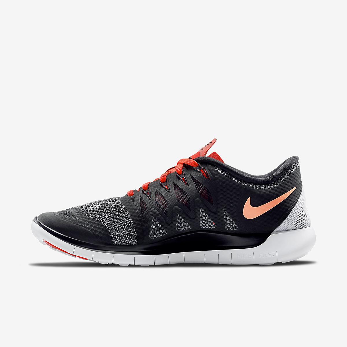 Nike Mens Free 5.0+ Running Shoes - Black/Bright Crimson - Tennisnuts.com