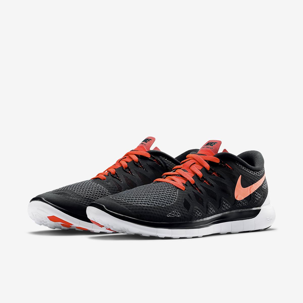 Nike Mens Free 5.0+ Running Shoes - Black/Bright Crimson - Tennisnuts.com