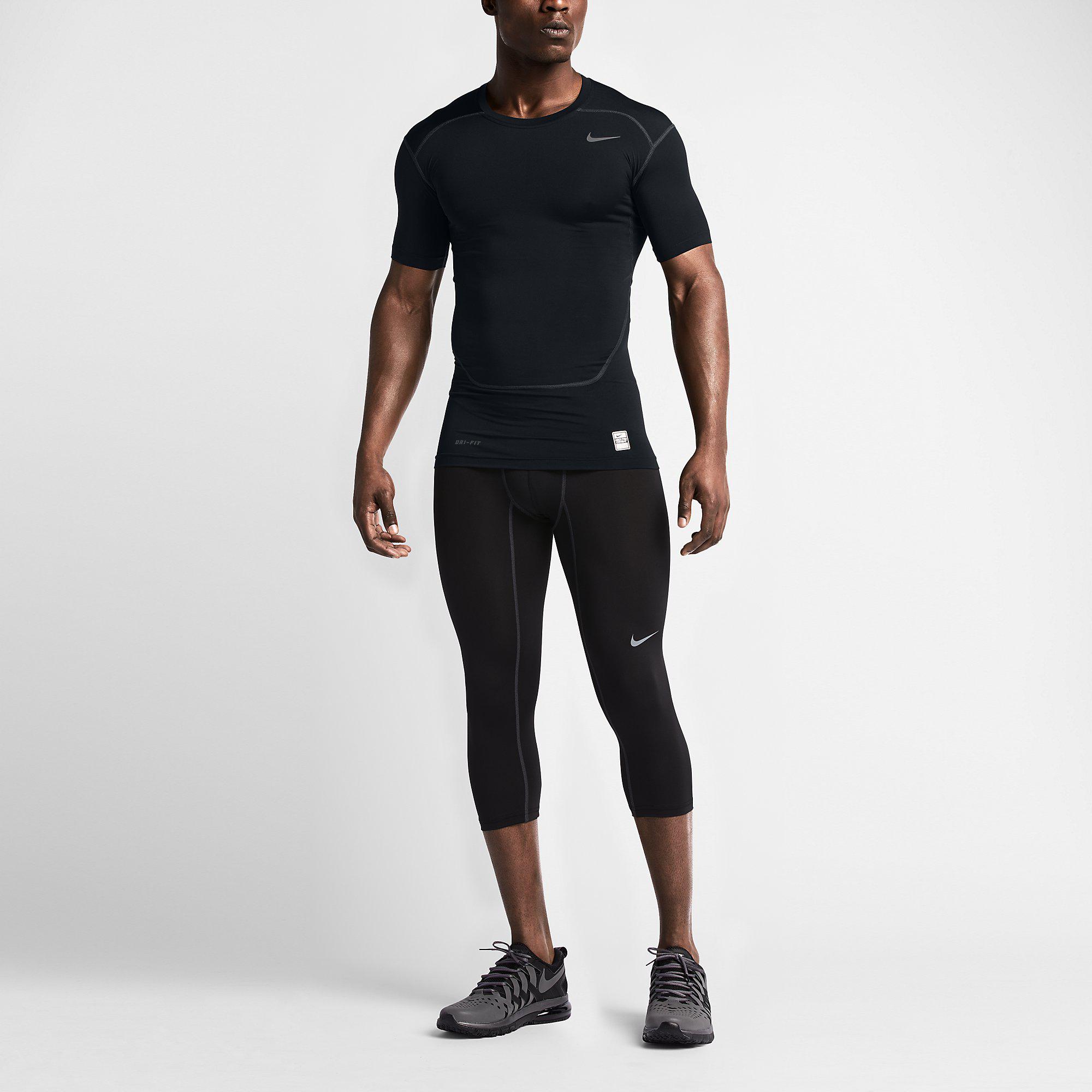 Nike Pro 2.0 Combat Core Short Sleeve Shirt - Black/Cool Grey ...