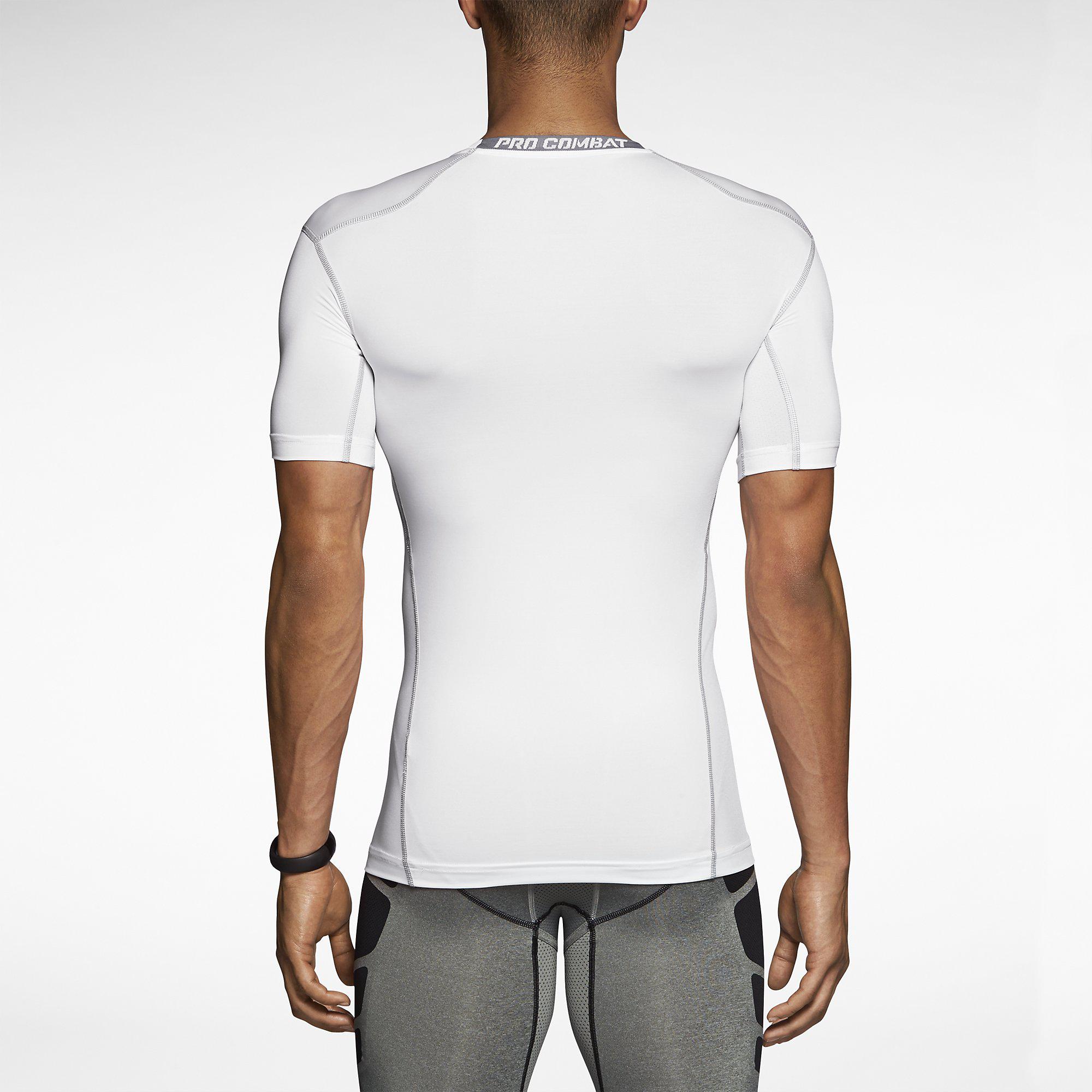 Nike Pro 2.0 Combat Core Short Sleeve Shirt White/Cool Grey - Tennisnuts.com