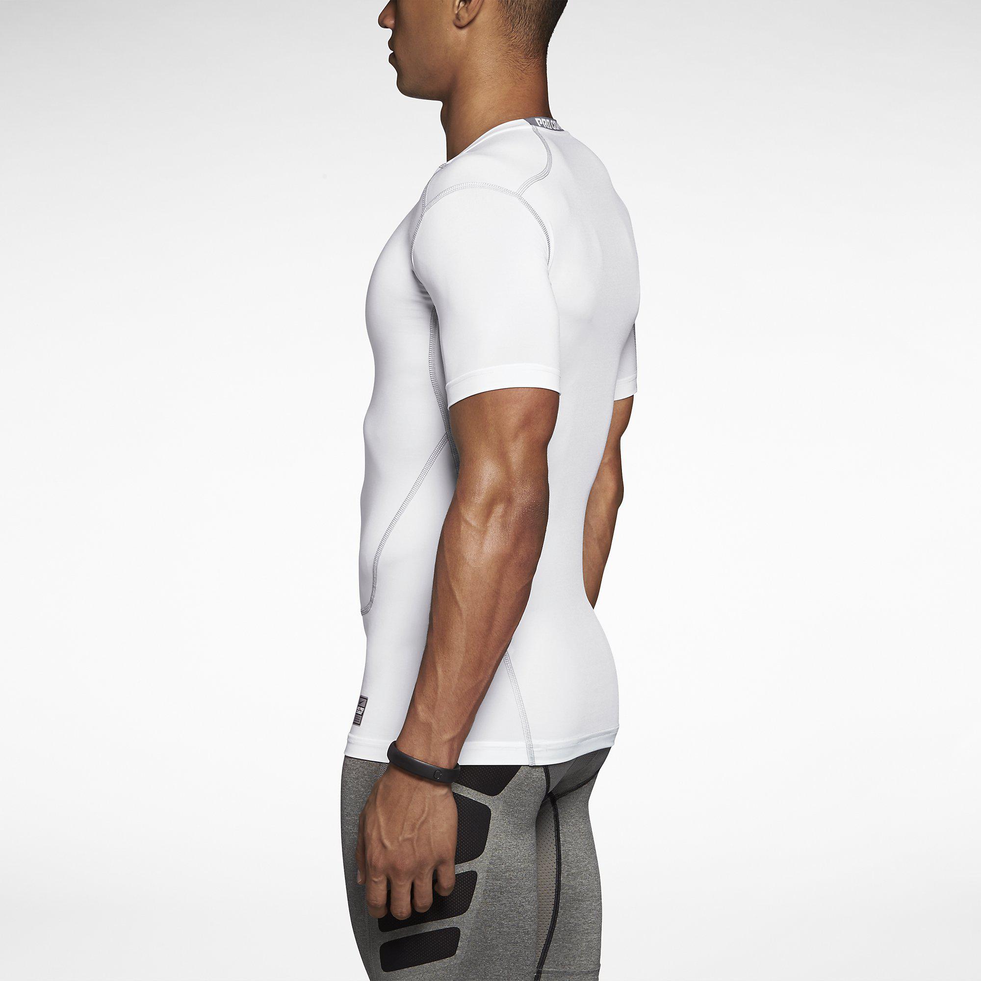 Nike Pro 2.0 Combat Core Short Sleeve Shirt - White/Cool Grey ...