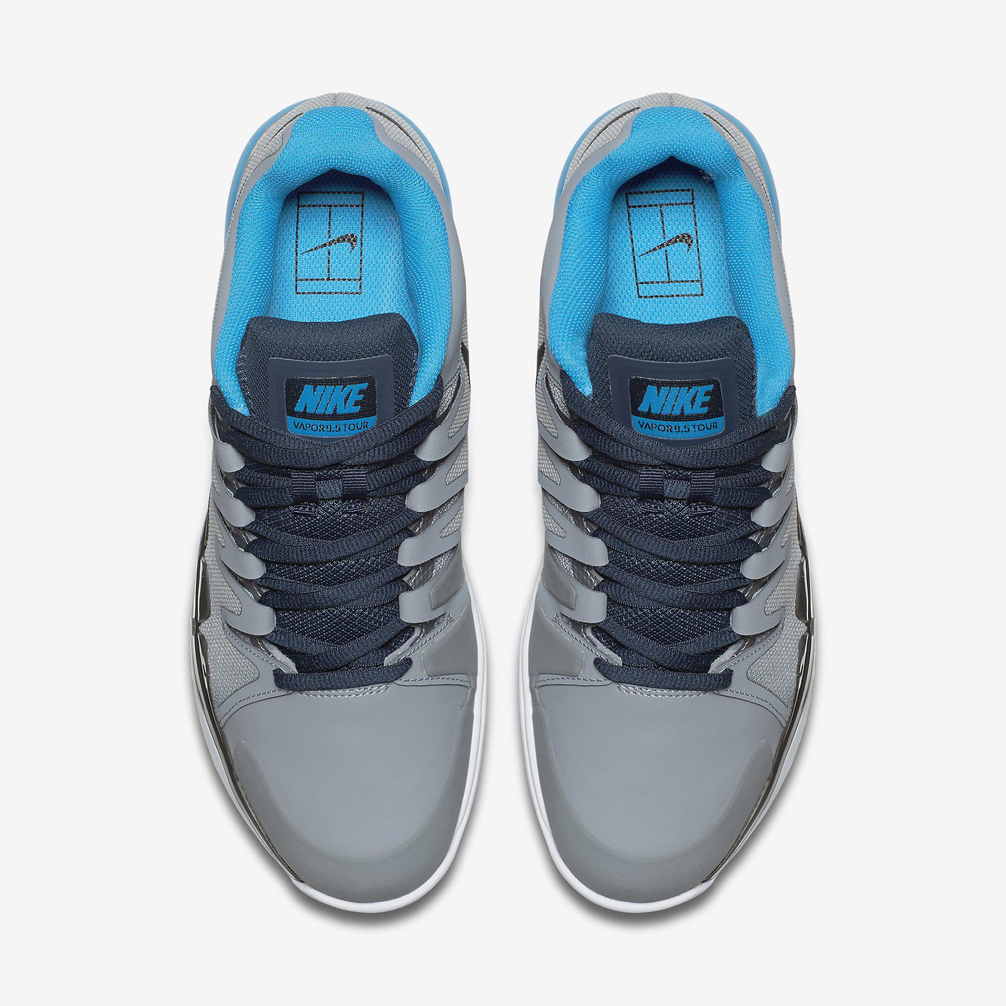 Mens Vapor 9.5 Tour Clay Shoes - Grey/Blue - Tennisnuts.com