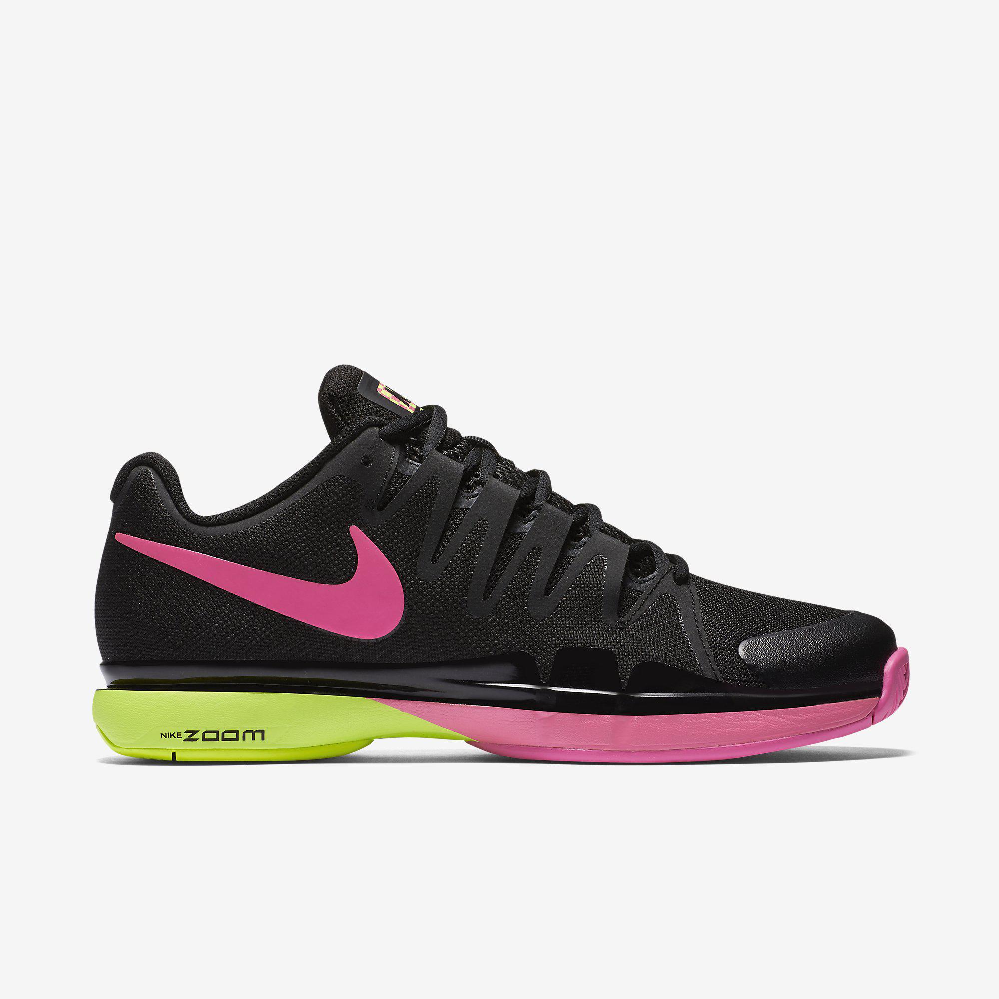 Nike Womens Zoom Vapor 9.5 Tennis Shoes - Black/Volt/Pink - 0