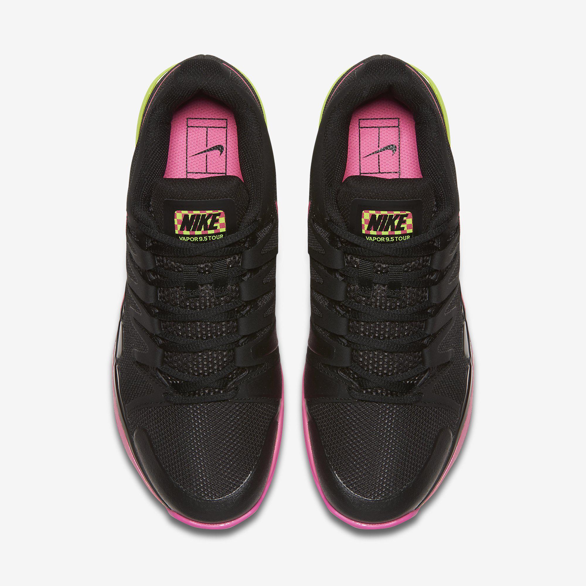 Nike Womens Zoom Vapor 9.5 Tennis Shoes - Black/Volt/Pink - www.bagssaleusa.com