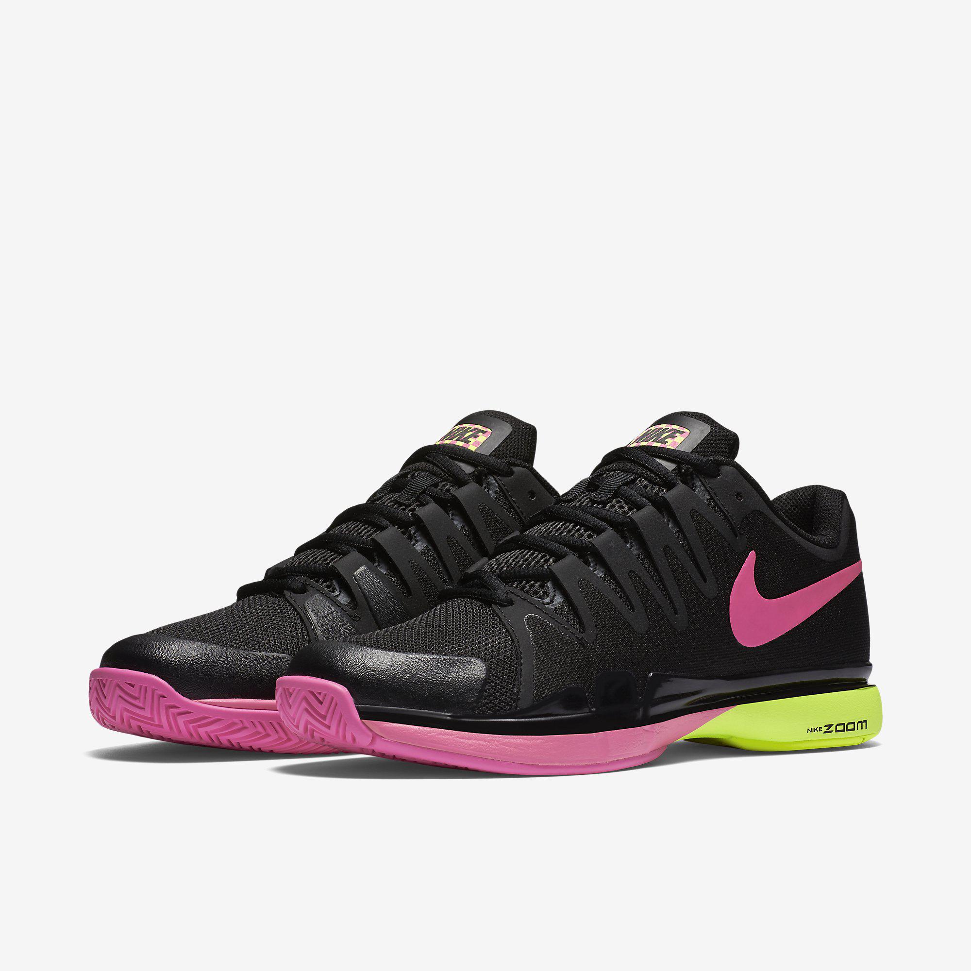 Nike Womens Zoom Vapor 9.5 Tennis Shoes - Black/Volt/Pink - www.bagssaleusa.com