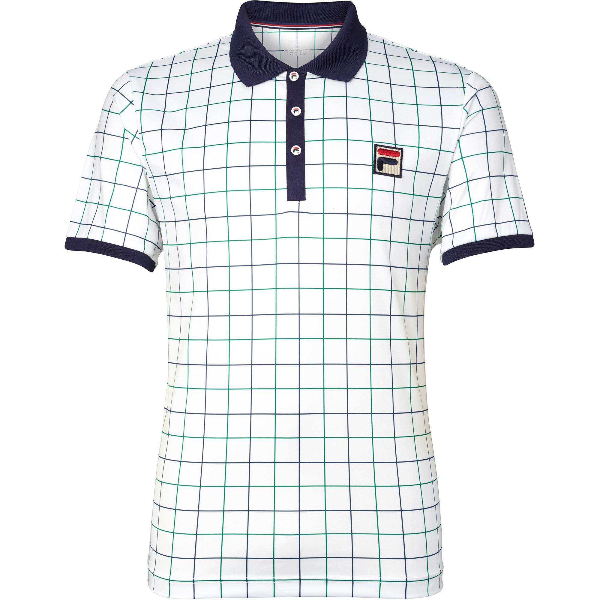 Fila Mens Windowpane Polo - White/Navy Fila Mens Windowpane Polo - White/Navy