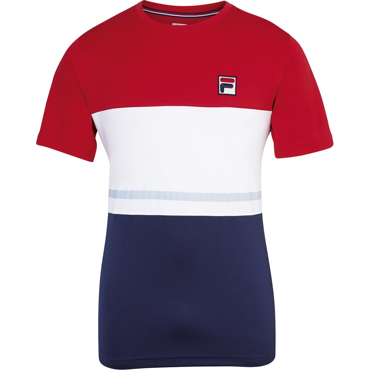 red white and blue fila shirt