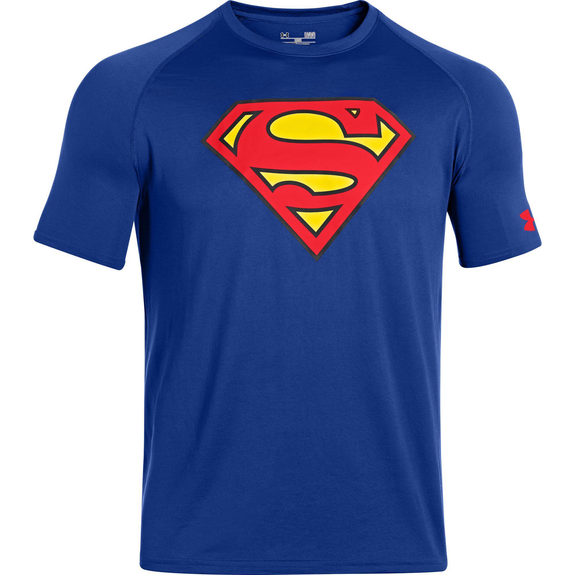 Under Armour Mens Superman Core Short Sleeve Tee Blue/Red