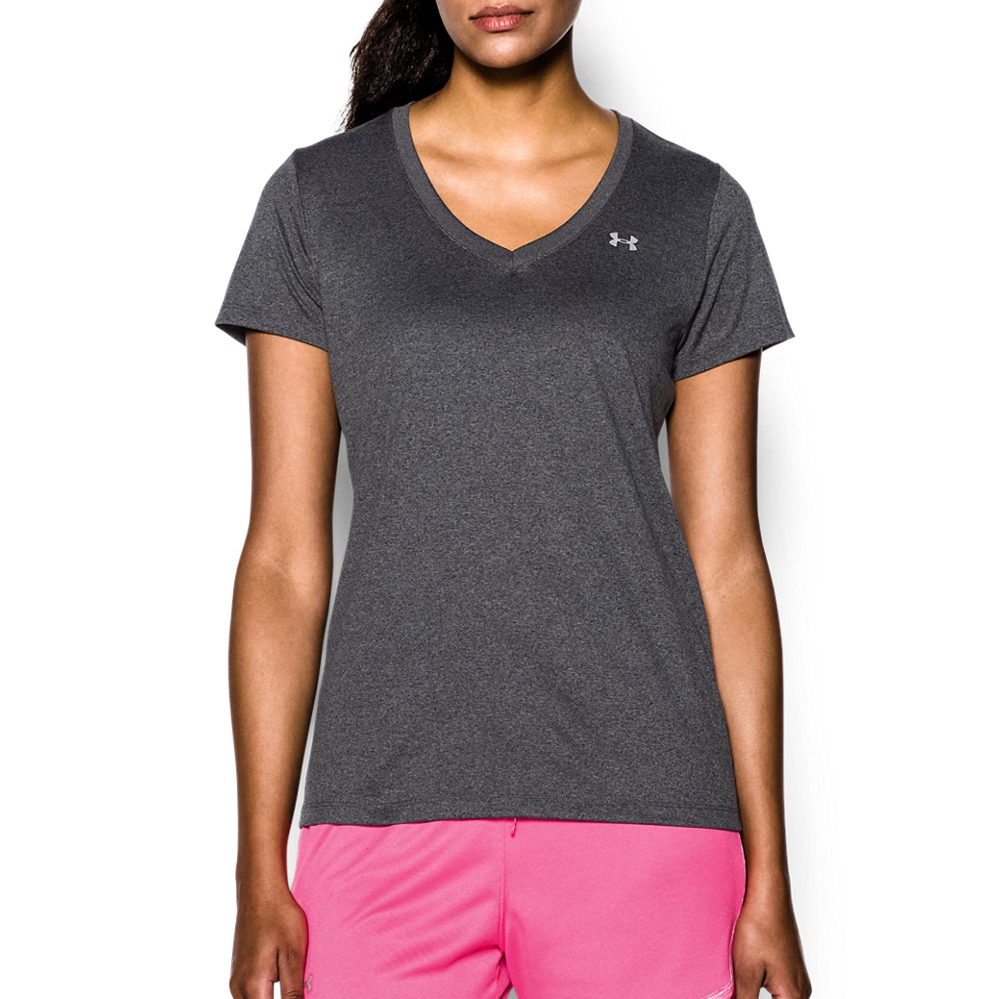 Under Armour Womens Tech V-Neck Tee - Carbon Grey - Tennisnuts.com