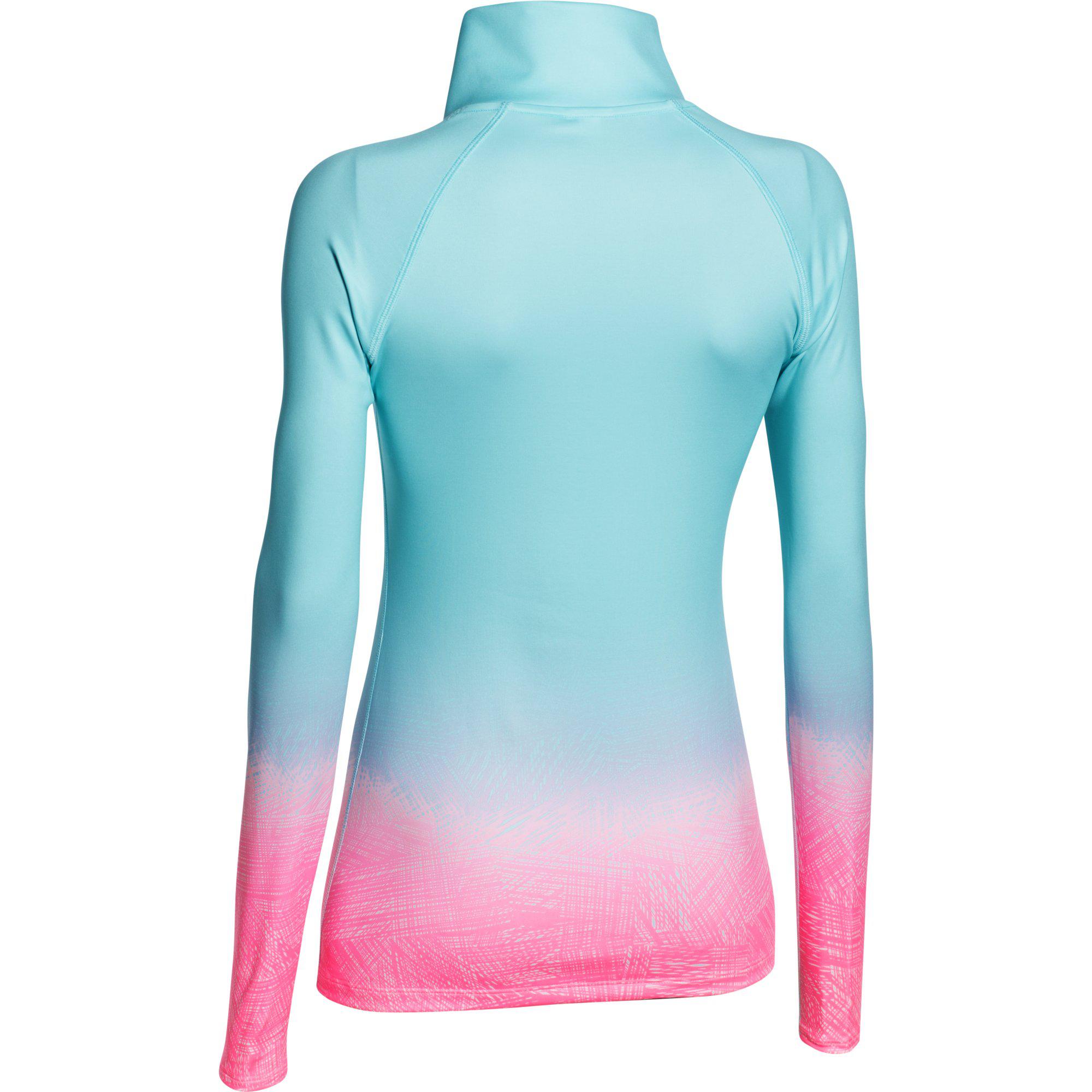 Under Armour Womens UA Cold Gear Half Zip Pullover - Blue/Pink ...