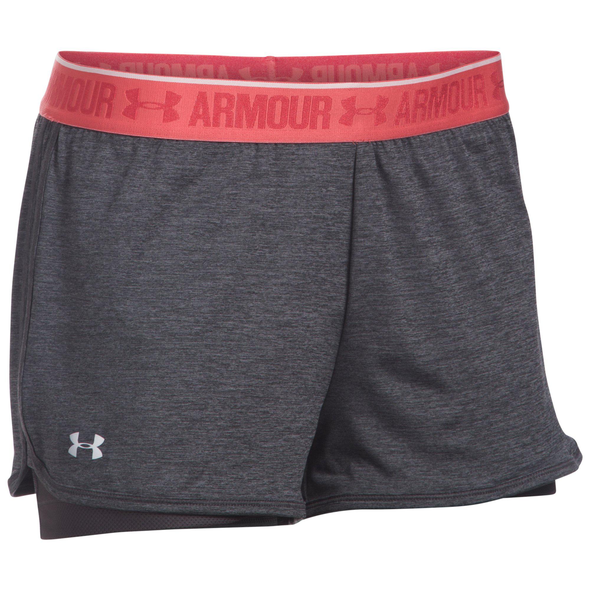Under Armour Womens HeatGear 2 in 1 Shorts Carbon Heather Grey