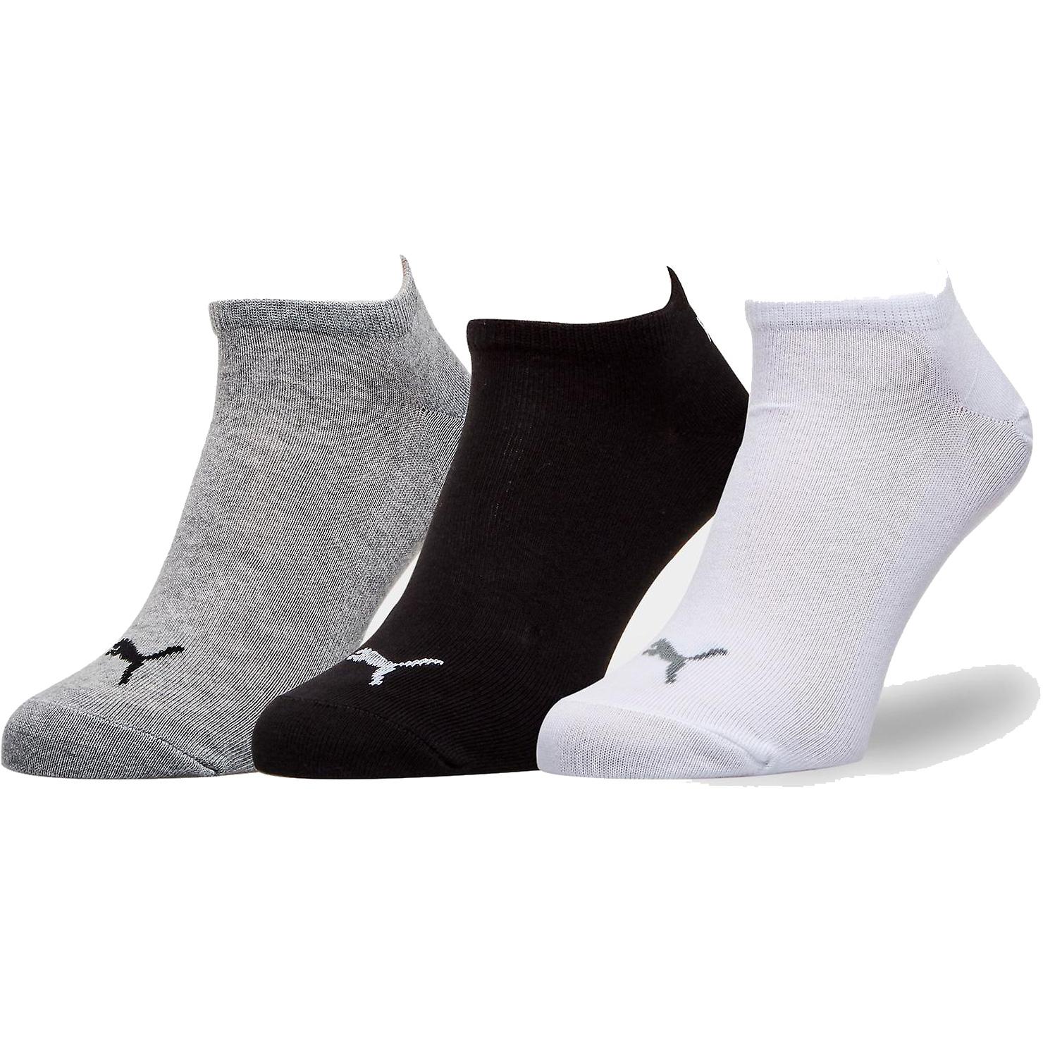 Puma Sneaker Socks (3 Pairs) - Black/White/Grey - Tennisnuts.com
