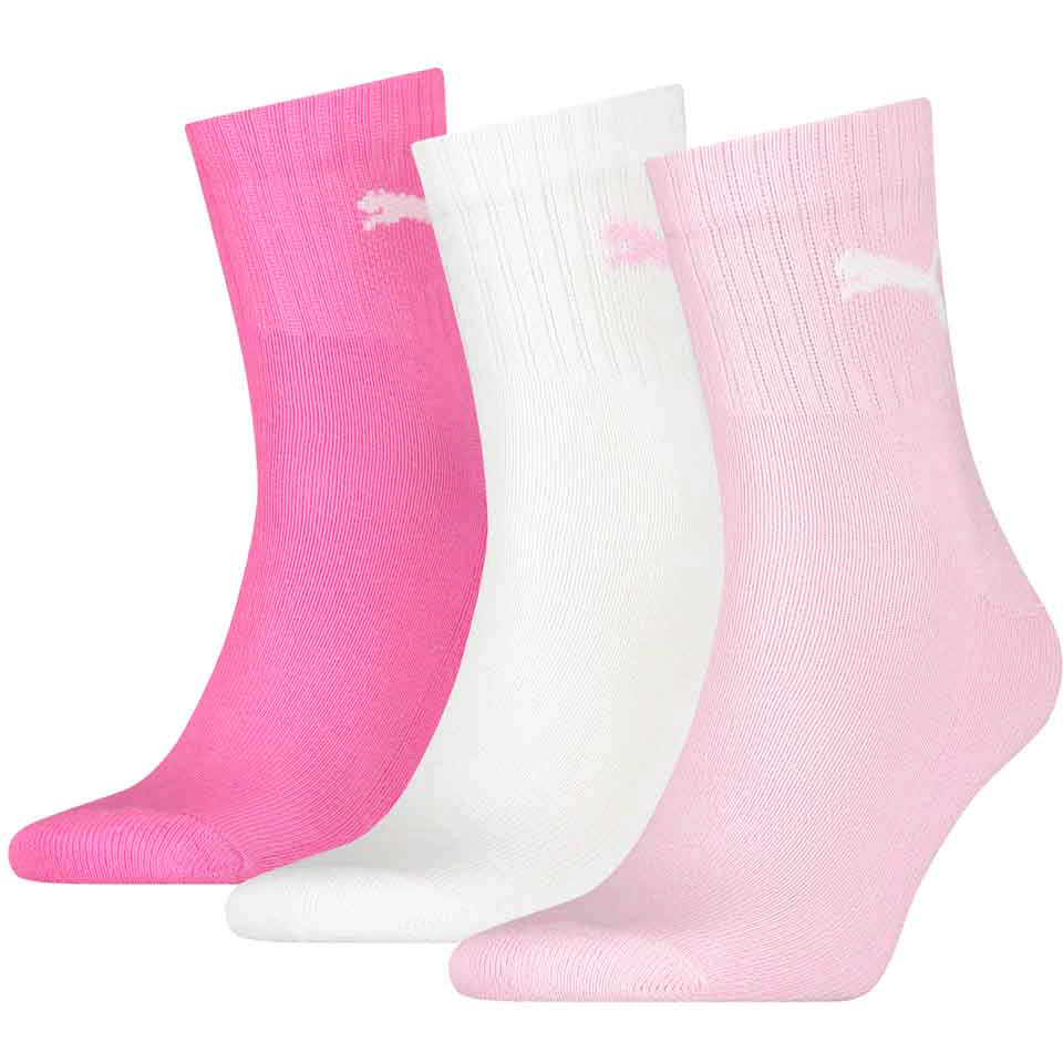 Puma Short Crew Socks (3 Pairs) - Pink - Tennisnuts.com