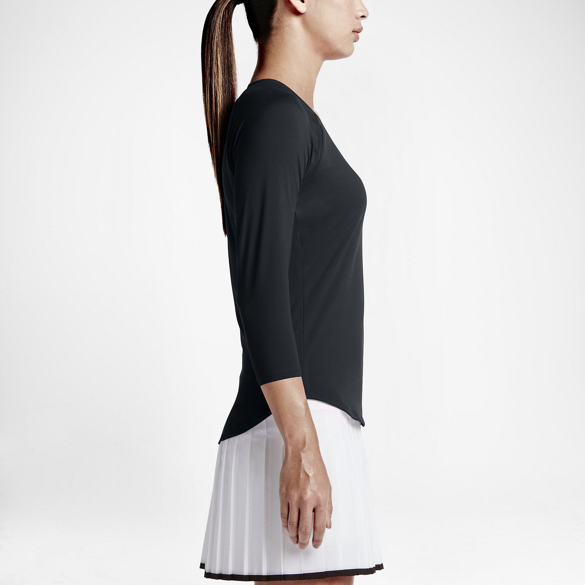 Nike Womens Pure LongSleeve 'V' Top Black/White